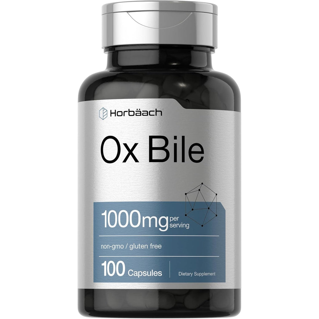 Horbäach Ox Bile Supplement | 1000Mg | 100 Capsules | Digestive Enzymes Supplement | Non-Gmo & Gluten Free