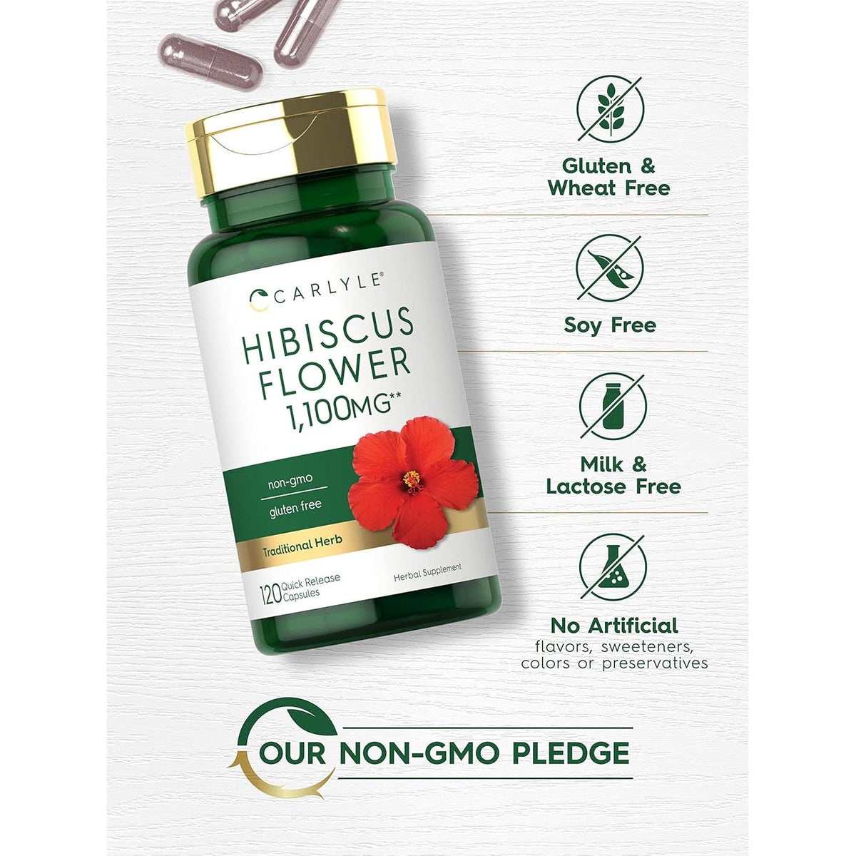 Carlyle Hibiscus Flower Extract | 120 Capsules | Non-Gmo, Gluten Free Supplement