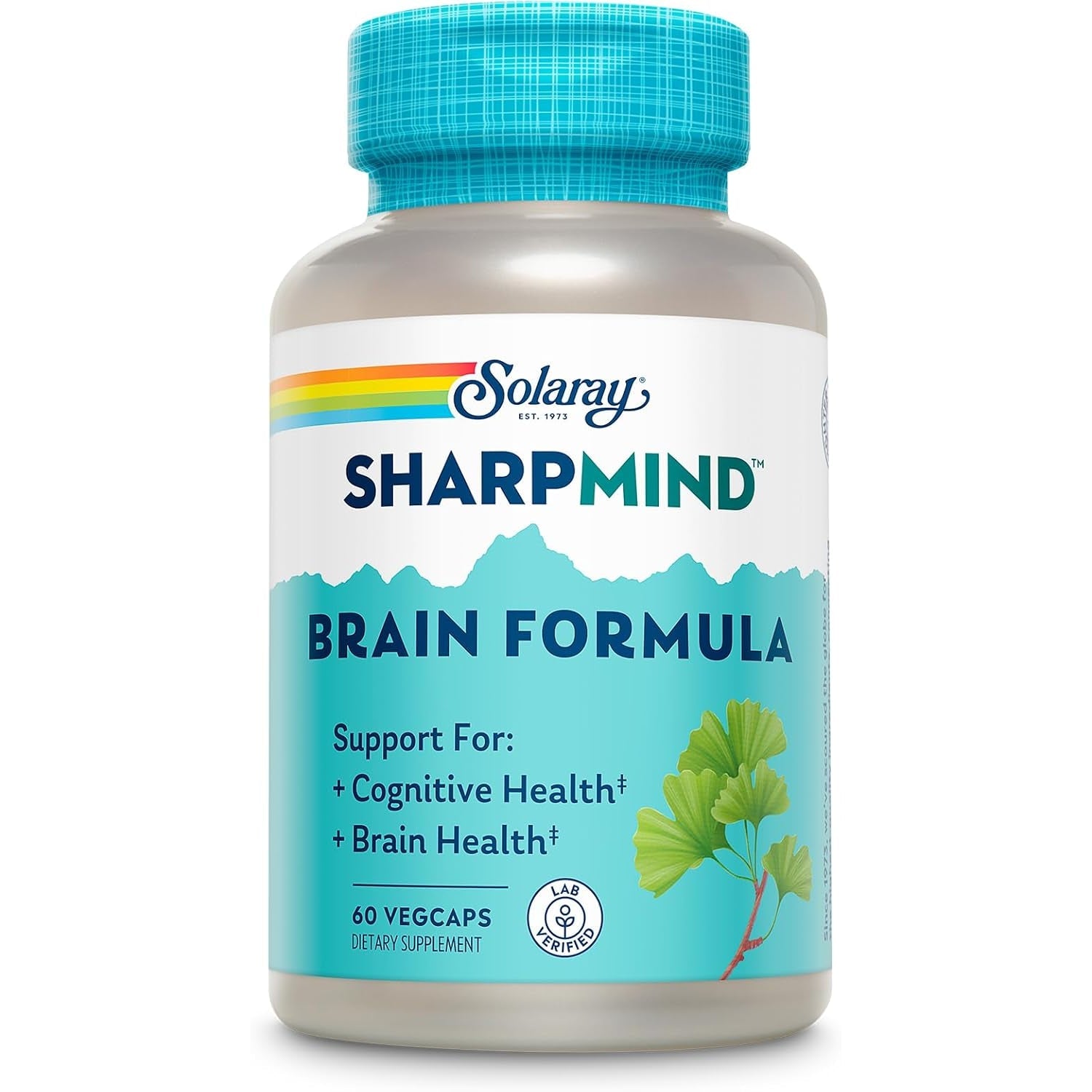 SOLARAY Sharpmind Brain Support Formula - Nootropic Brain Supplements - Cognitive and Brain Health Support with Ginkgo Biloba - 60-Day Guarantee, 60 Servings, 60 Vegcaps