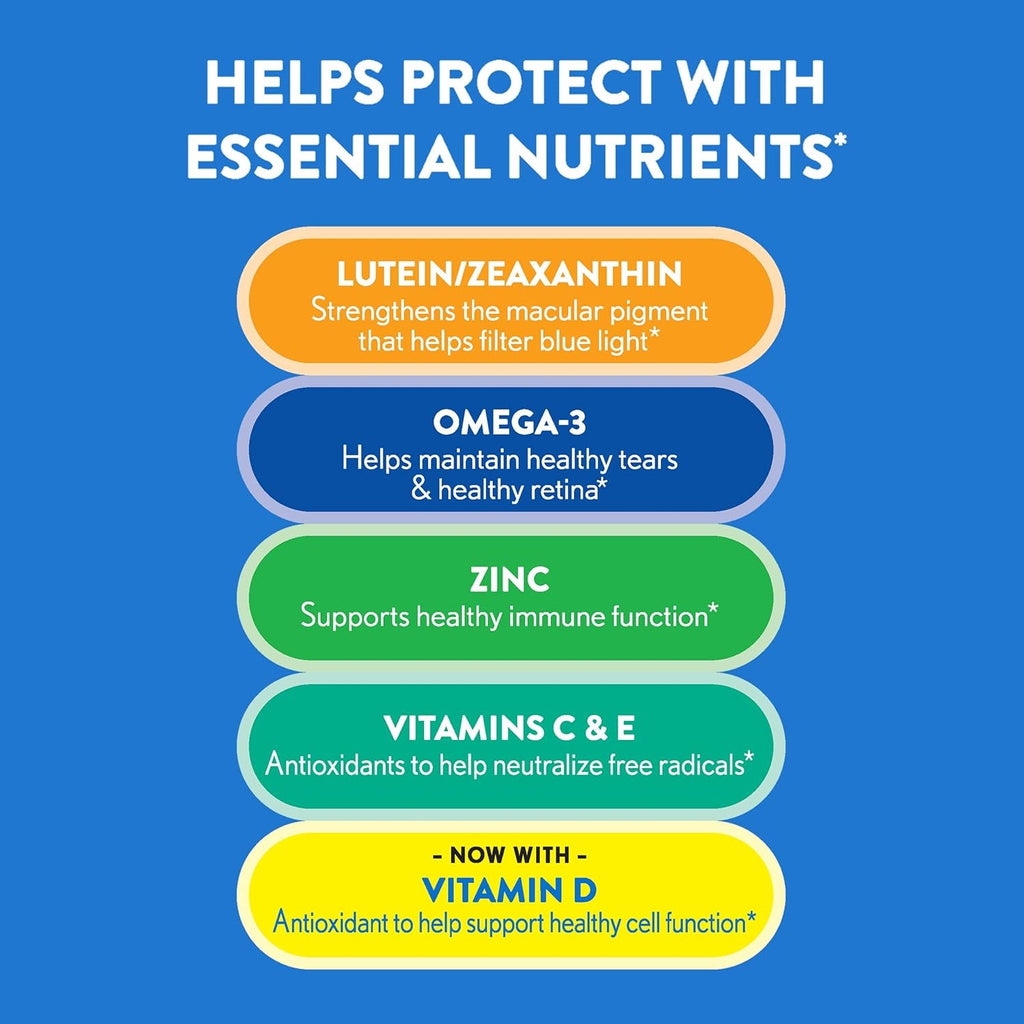 Ocuvite 50+ Eye Vitamin & Mineral Supplement, Multivitamin for Vision & Ocular Health with Omega-3, Zinc, Vitamins C & E, Lutein & Zeaxanthin, Zinc Supplements for Women and Men, 50 Softgels
