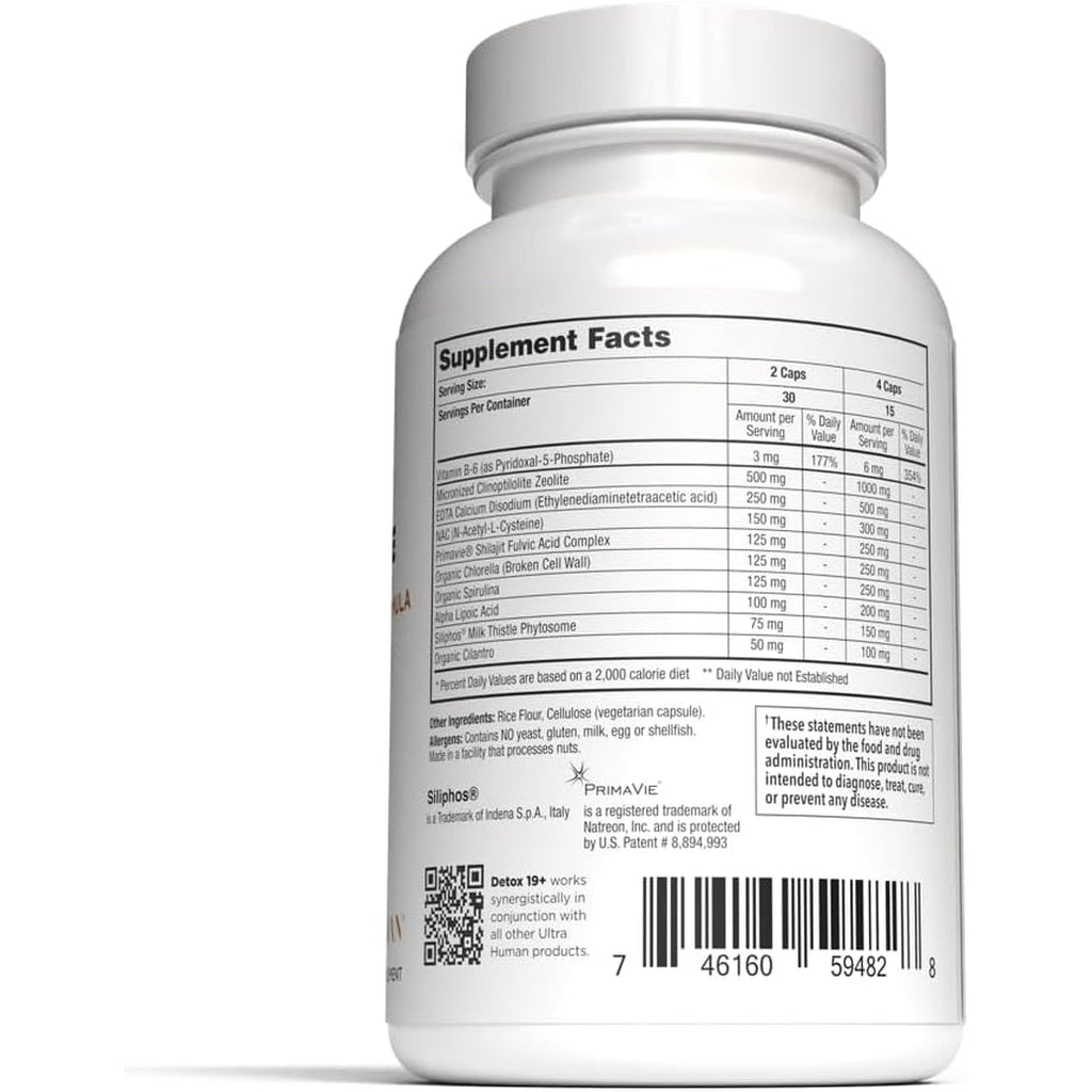 Ultra Human Daily Wellness Support – Heavy Metal Detox Cleanse, with Zeolite, Shilajit, Organic Chlorella & Spirulina, NAC & Alpha Lipoic. Supports Daily Detox, Cognition, Immune System -(Made in USA)