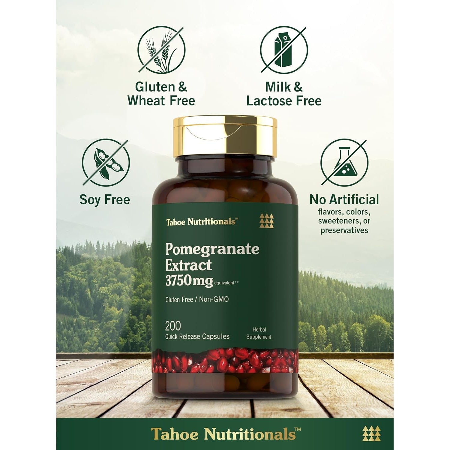 Tahoe Nutritionals Pomegranate Extract | 200 Capsules | Non-Gmo, Gluten Free Supplement
