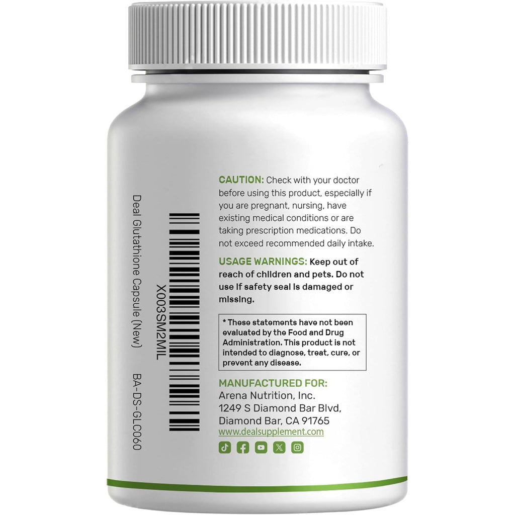 Glutathione Supplement 1,000Mg per Serving, 98% Purity | plus Vitamin C 500Mg, Active Reduced Form (GSH) | Intracellular Antioxidant – Supports Detoxification & Immune Health