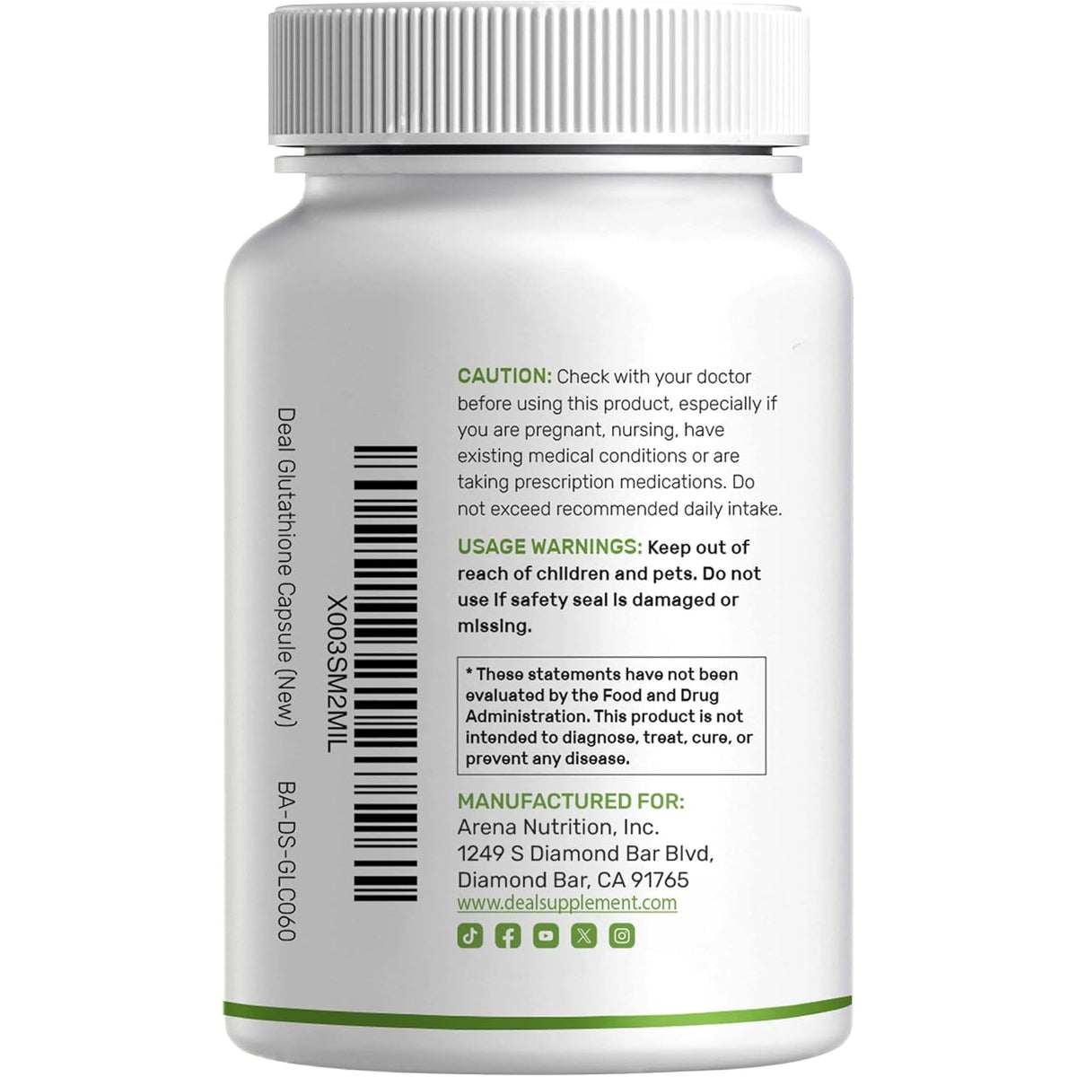 Glutathione Supplement 1,000Mg per Serving, 98% Purity | plus Vitamin C 500Mg, Active Reduced Form (GSH) | Intracellular Antioxidant – Supports Detoxification & Immune Health