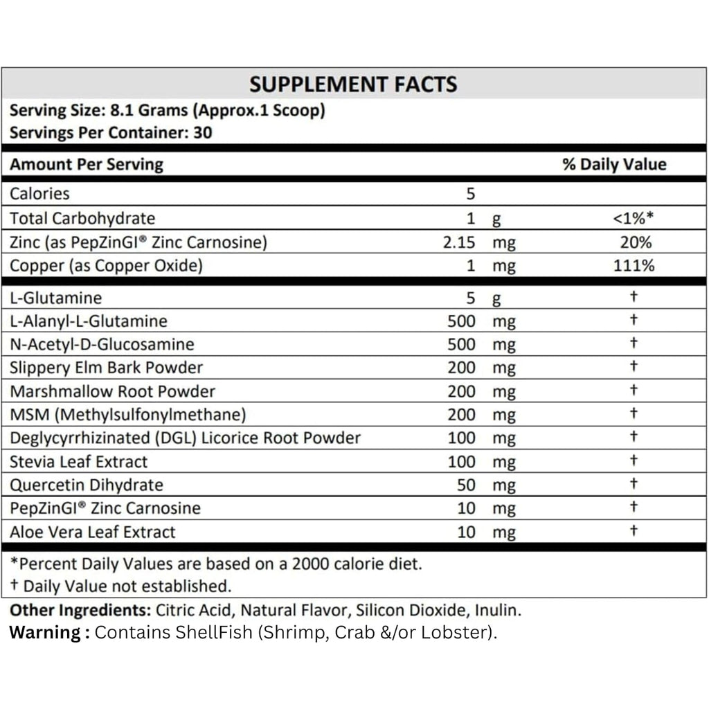 TERRA ORIGIN Healthy Gut Powder (Berry Flavor) |30-Servings with L-Glutamine, Zinc, Glucosamine, Slippery Elm Bark, Marshmallow Root and More!