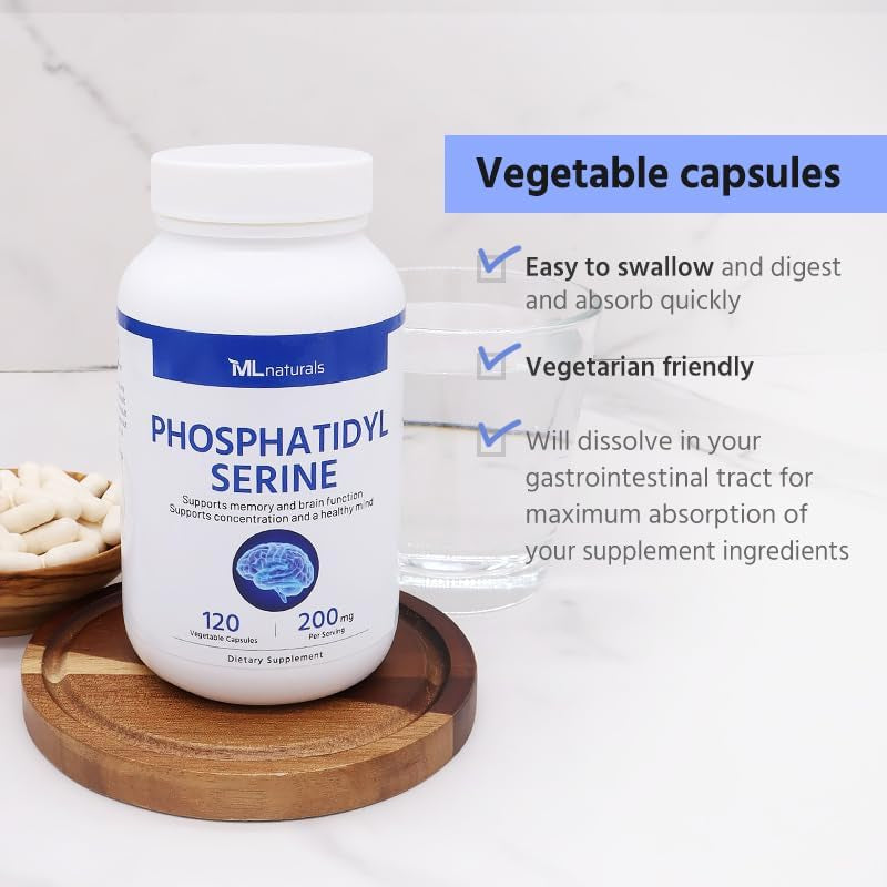 ML Naturals Phosphatidyl Serine 200Mg (Per Serving) – 120 Vegetable Capsules – Non-Gmo – Supports Memory & Brain Function