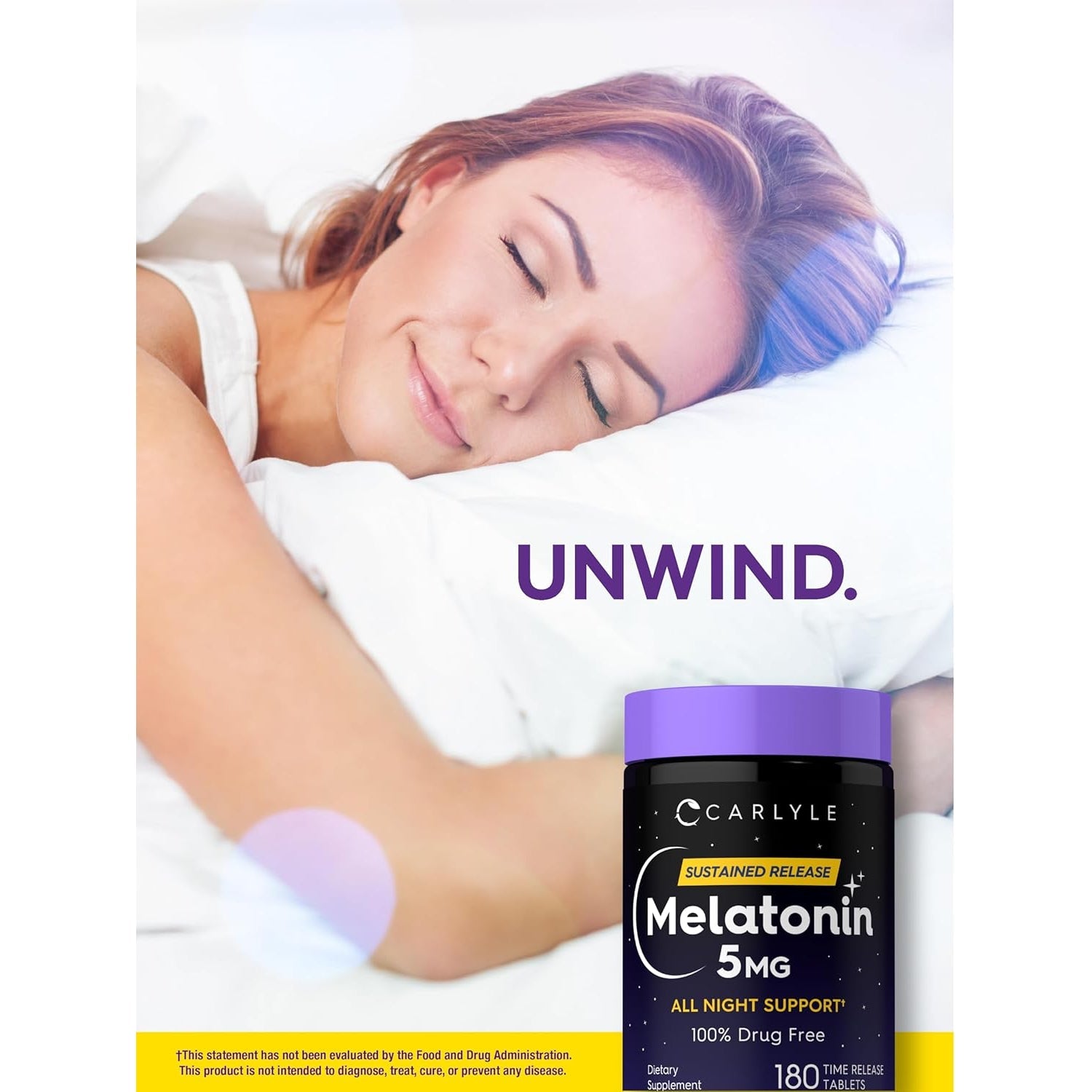 Carlyle Melatonin 5Mg | 180 Sustained Release Tablets | All Night Support Supplement | Vegan, Non-Gmo, Gluten Free Formula
