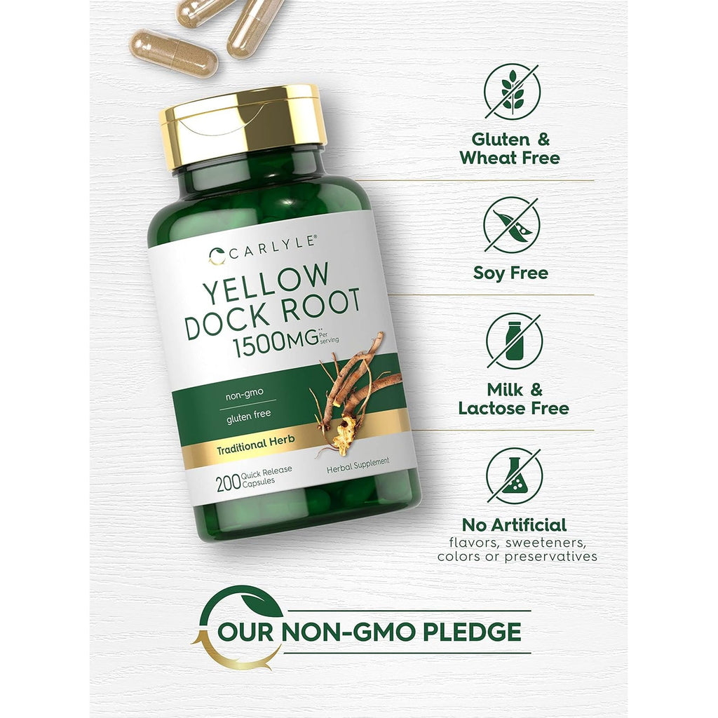 Carlyle Yellow Dock Root Capsules | 200 Count | Non-Gmo, Gluten Free | High Potency Formula | Traditional Herb