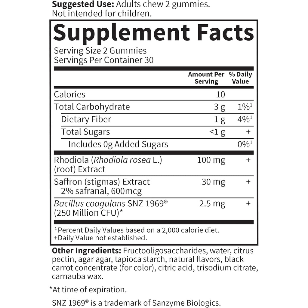 Garden of Life Herbals Stress Relief Gummy with Rhodiola & Saffron for Positive Mood & Stress Response plus Prebiotics & Probiotics for Digestive Support, Gluten-Free, Berry Flavor, 30 Servings