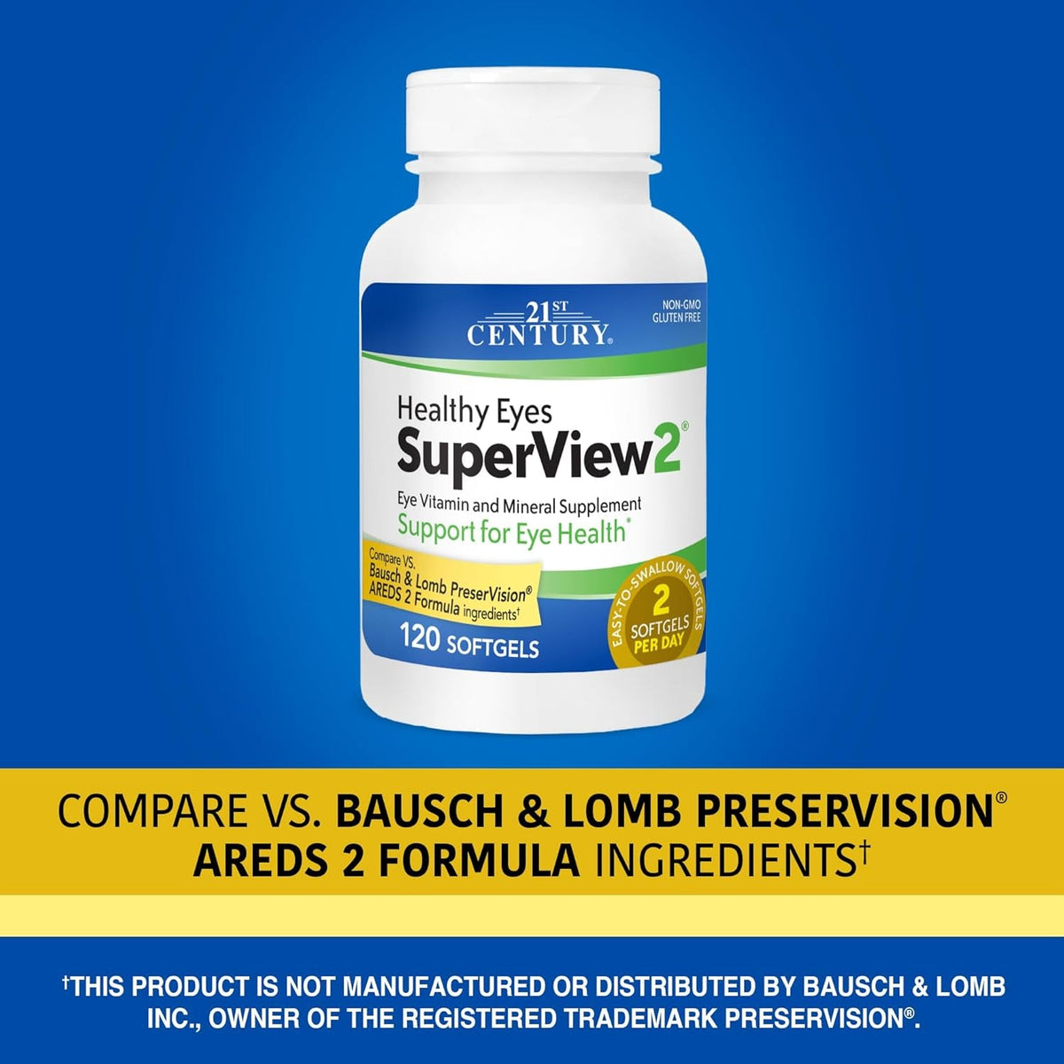 21St Century Healthy Eyes Superview 2 Softgels, 120 Count