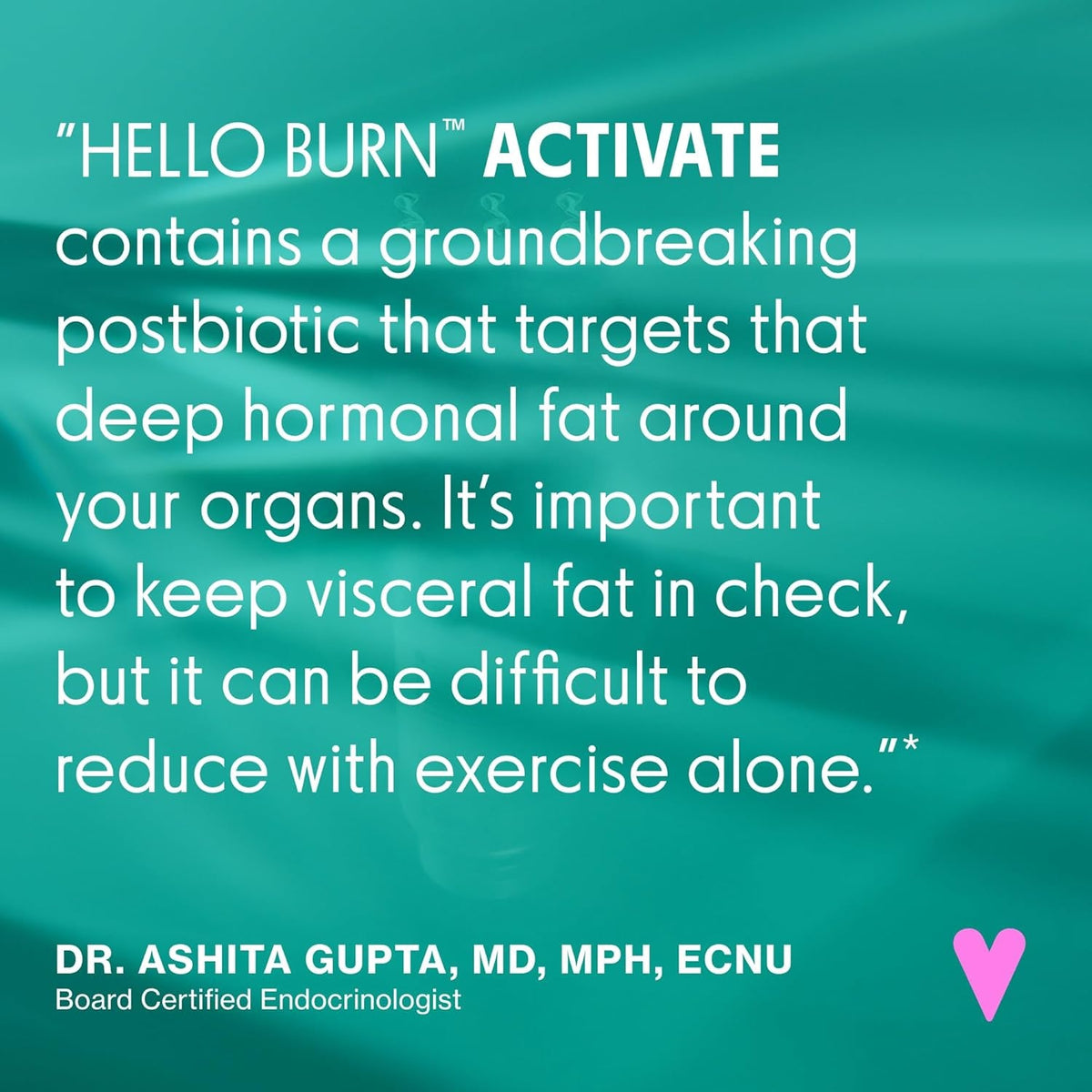 Love Wellness Hello Burn Activate | Support Visceral Fat Burn with HT BPL1 Postbiotic | Supports Healthy Waist Circumference, Longevity and Metabolic Wellness | 30 Count