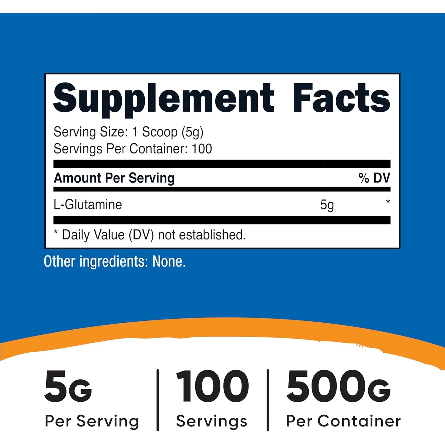 Nutricost L-Glutamine Powder (500 Grams) Unflavored - Gluten Free & Non-Gmo, 100 Servings