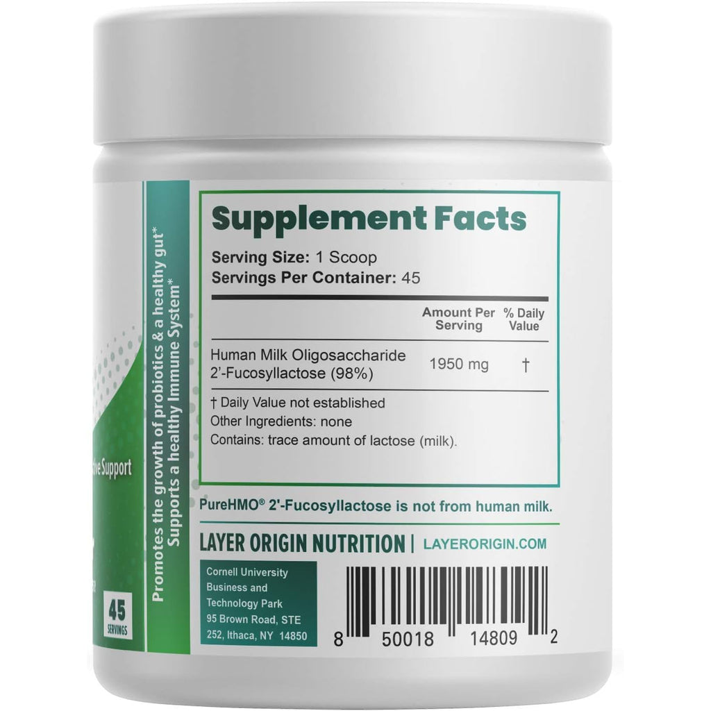 Purehmo Human Milk Oligosaccharide (HMO 2'-FL) Prebiotic Fiber Powder - Feed 200 Billion Probiotics/Scoop, 45 Servings