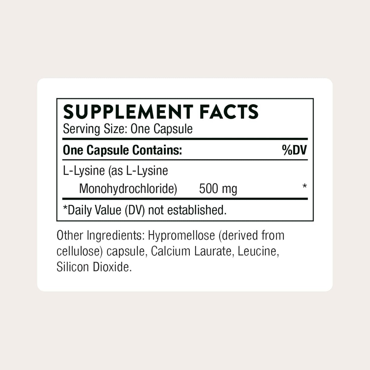 THORNE - Lysine - Supports Immune, Skin & Bone Health - Promotes Collagen Formation* - L-Lysine Amino Acid Supplement - Third-Party Certified - Gluten, Dairy & Soy-Free - 60 Capsules