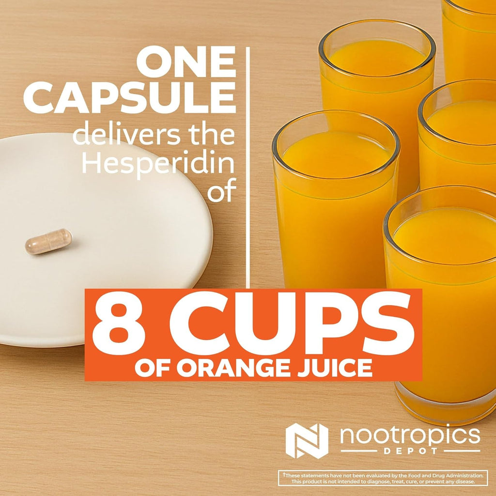 Nootropics Depot Hesperidin Capsules | 500Mg | 60 Count | 90% Citrus Extract | Supports Metabolic Function + Cardiovascular Health