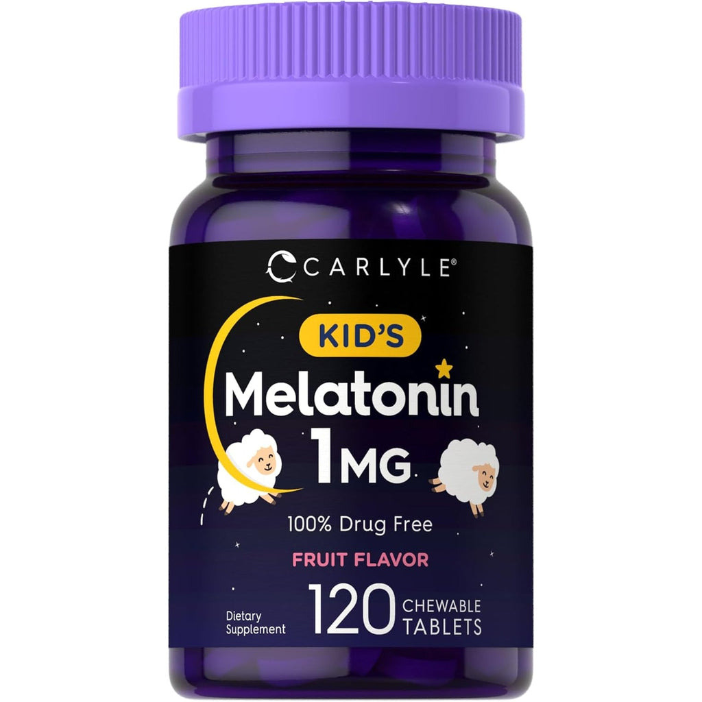 Carlyle Kids Melatonin 1Mg | 120 Chewable Tablets | Fruit Flavor | Vegetarian Supplement | Non-Gmo, Gluten Free Formula