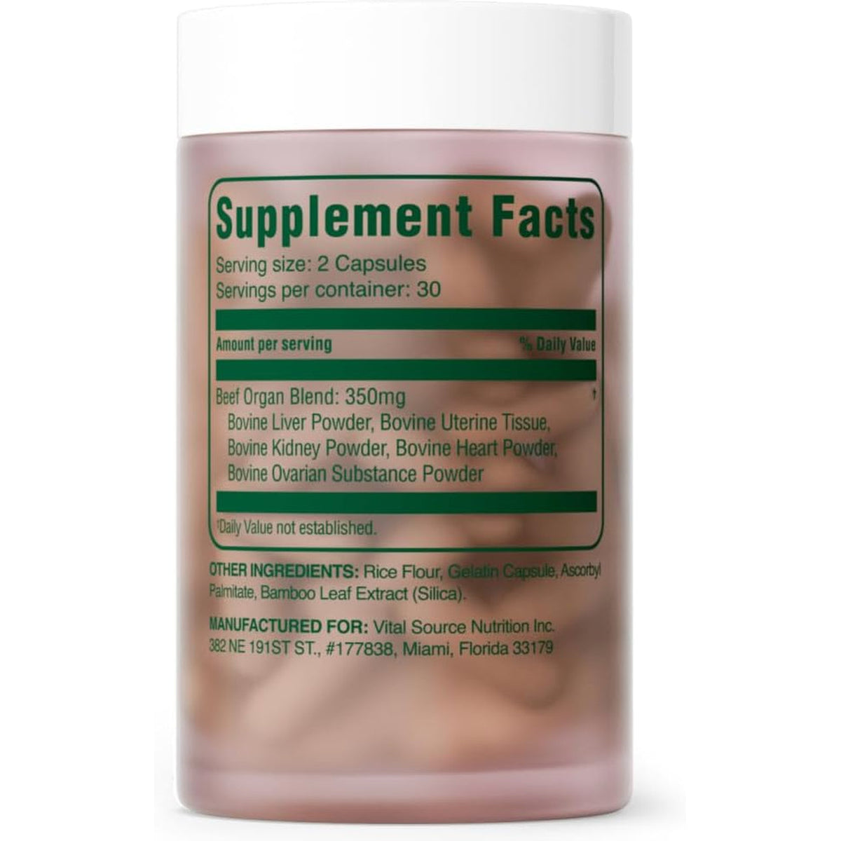 Vital Source Nutrition - Bifi Capsules - Beef Organ Primal Blend - Premium Ancestral Supplements for Women - Supports Hormone Health, Energy, & Stamina - Daily Vitality - No Artificial Ingredients
