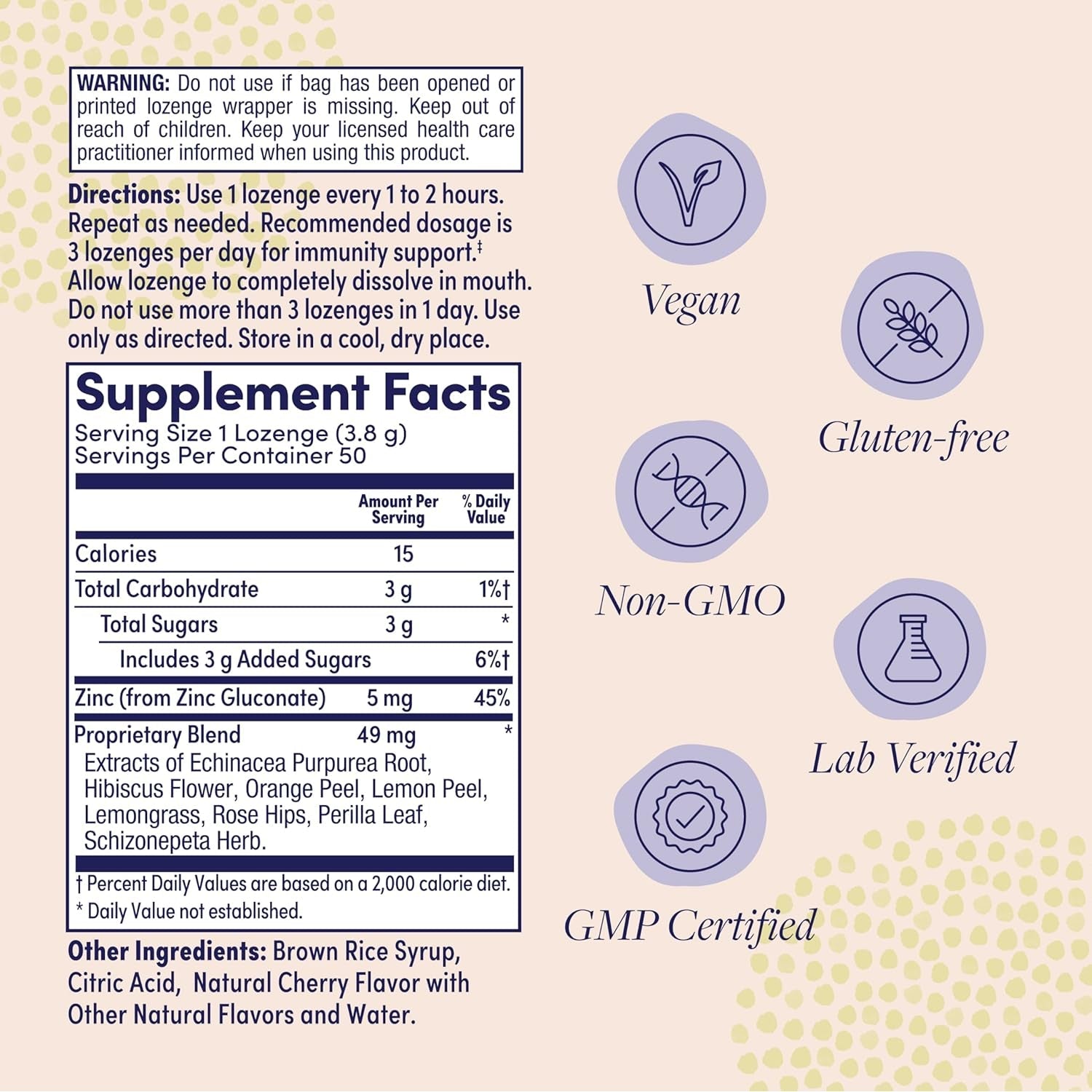 ZAND Immunity Cherry Echinacea Zinc Throat Lozenges 2 Pack - Good-For-You Dry Mouth Lozenges - Immune Support Supplement with Zinc 5Mg - Soothe a Dry Throat - Natural Flavor, Gluten Free, 50Ct Ea