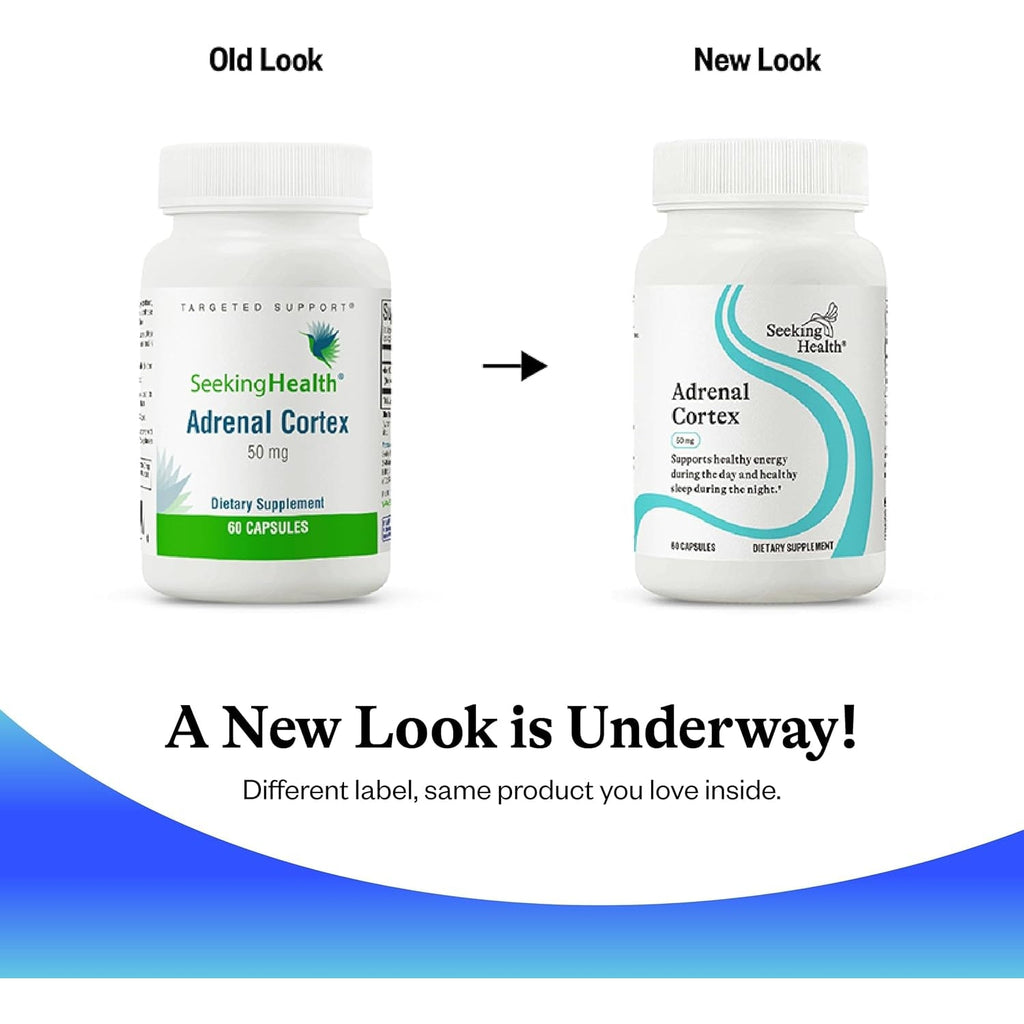 Seeking Health Adrenal Cortex - Adrenal Supplement to Support Healthy Nervous System & Energy - Gluten-Free & Dairy-Free Nervous & Immune System Supplement - 50 Mg, 60 Capsules