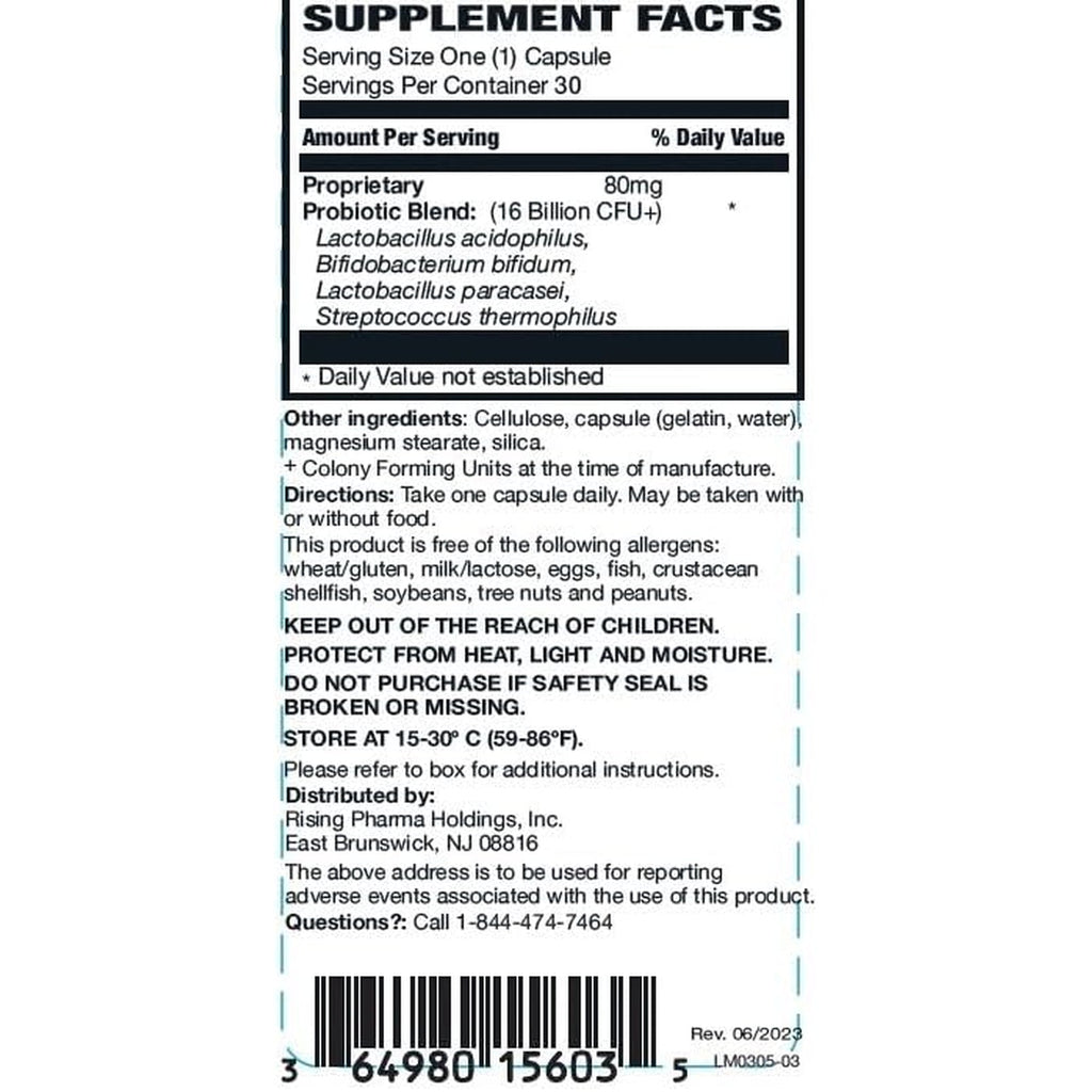 Rising Health Risaquad-2 Double Strength Probiotic Dietary Supplement - 80 Mg Proprietary Probiotic Blend, 30 Capsules