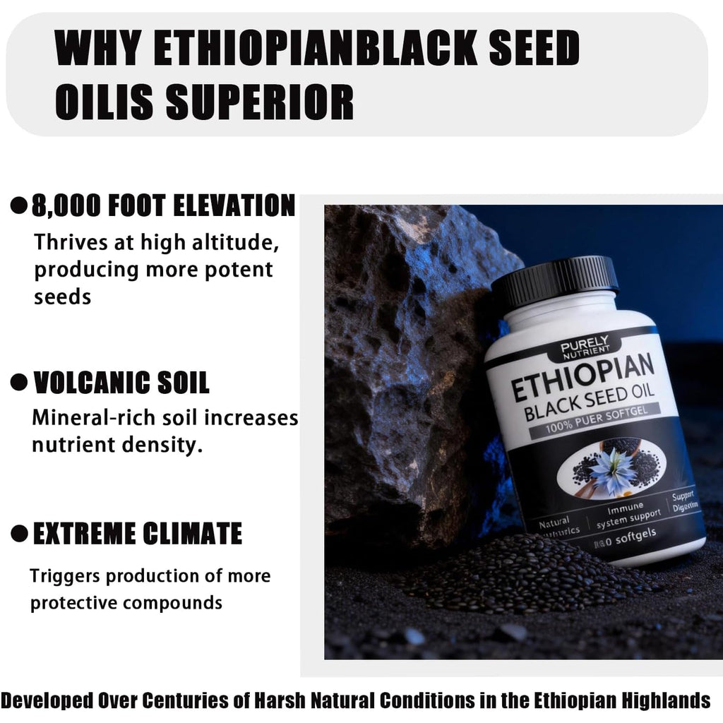 Purely Nutrient Ethiopian Black Seed Oil,Non-Gmo, Gluten-Free,60 Count