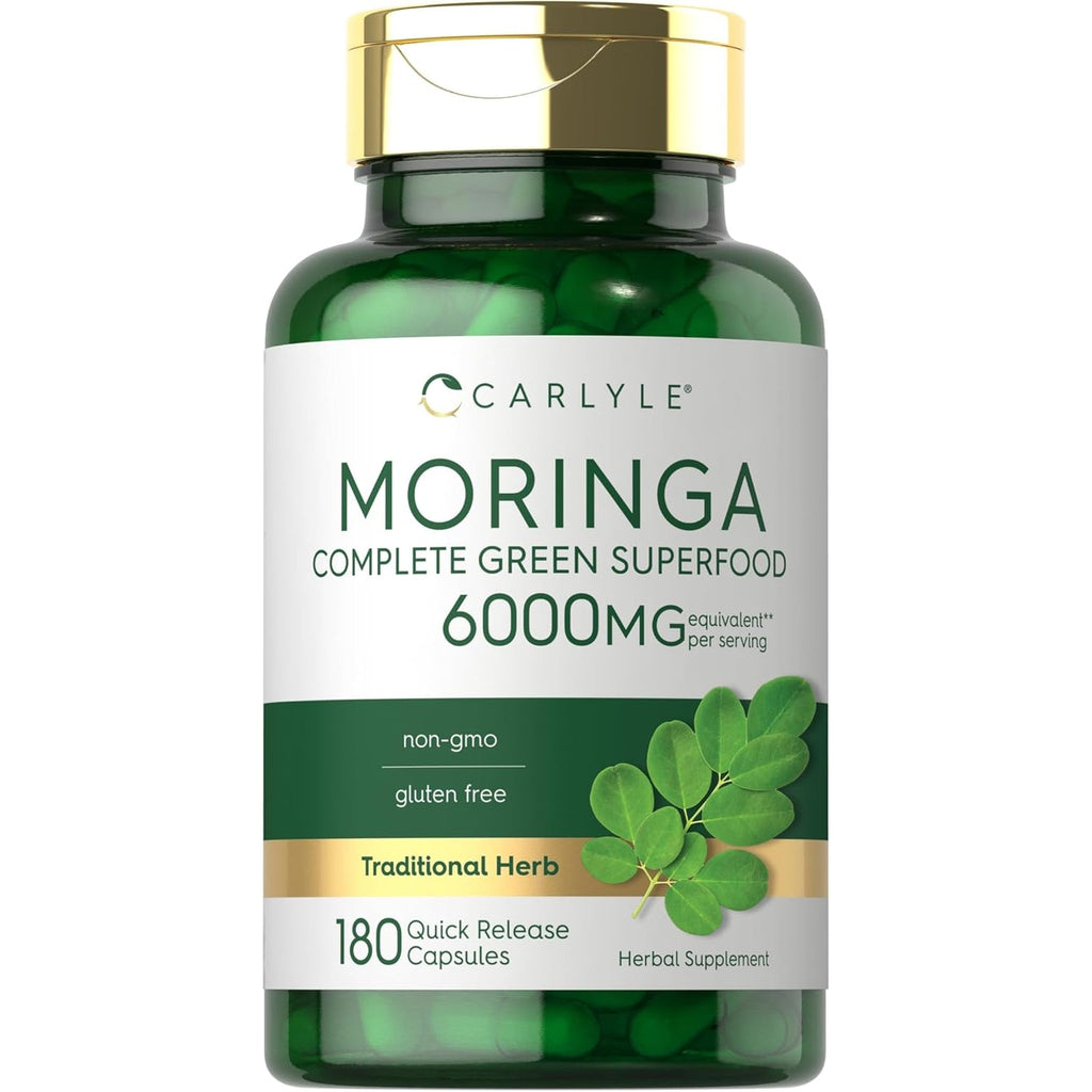 Carlyle Moringa Oleifera Supplement | 180 Capsules | Complete Green Superfood for Women and Men | from Moringa Leaf Powder | Non-Gmo and Gluten Free