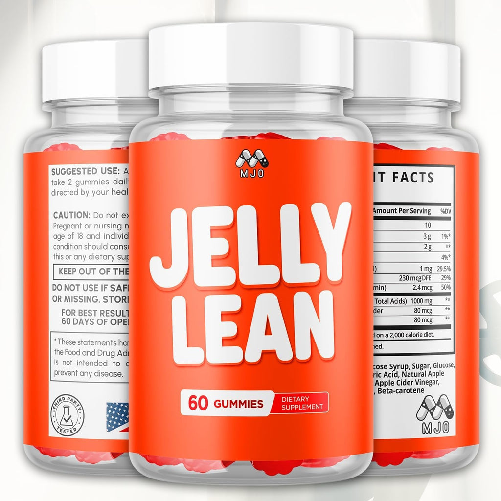 Jelly Lean Gummies, Official Jelly Lean Gummys with All Natural Ingredients, Advanced Jellylean Health and Wellness Vitamin Formula, Maximum Strength Active Lifestyle Multivitamin Support (60 Gummies)