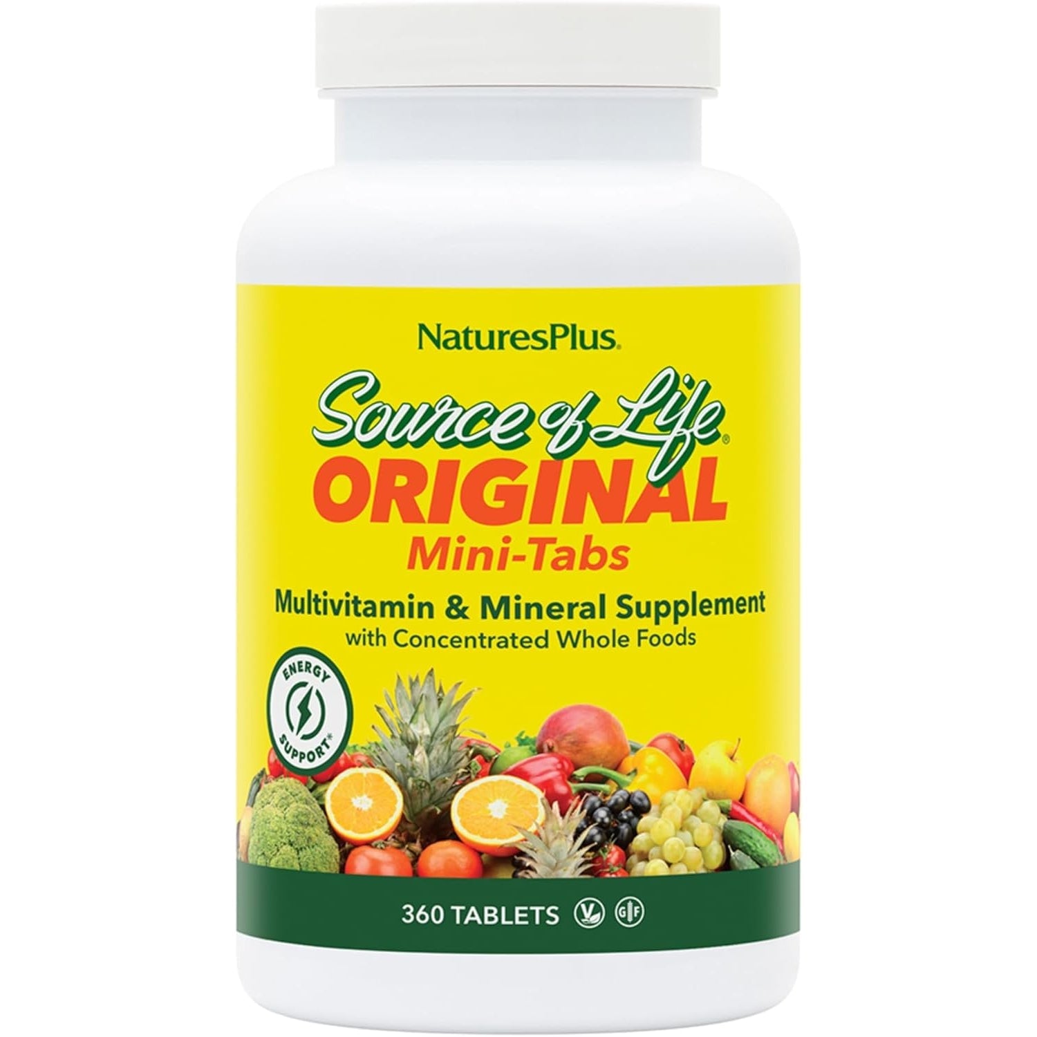 Naturesplus Source of Life - 360 Mini-Tabs - Multivitamin & Mineral Supplement - Supports Natural Energy & Overall Well-Being - Gluten Free, Vegetarian - 60 Servings