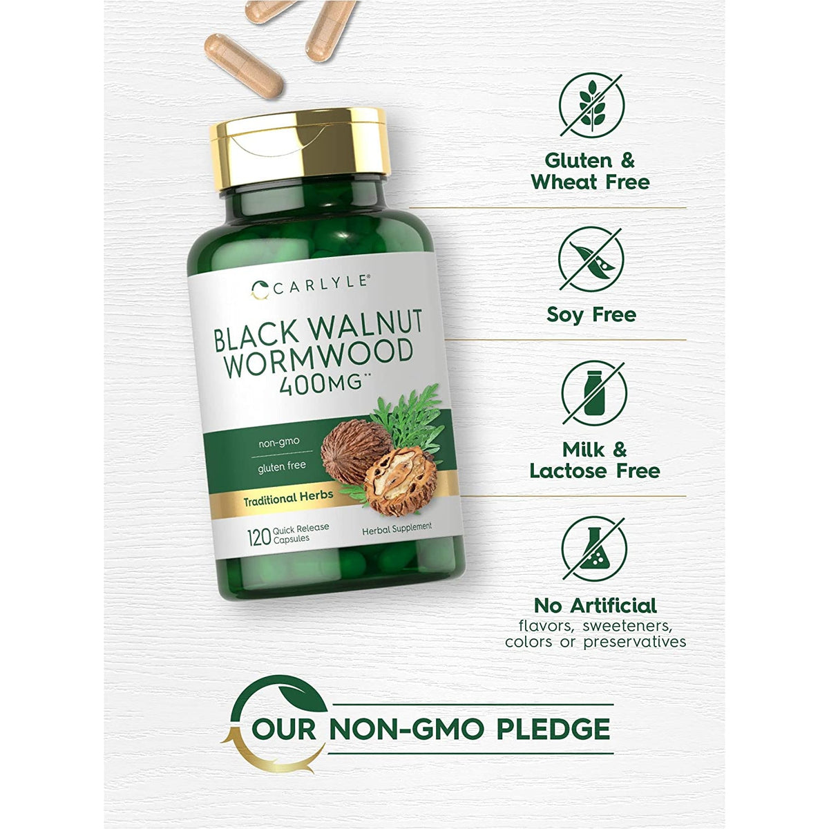 Carlyle Wormwood Black Walnut | 120 Capsules | Herbal Complex | Non-Gmo, Gluten Free