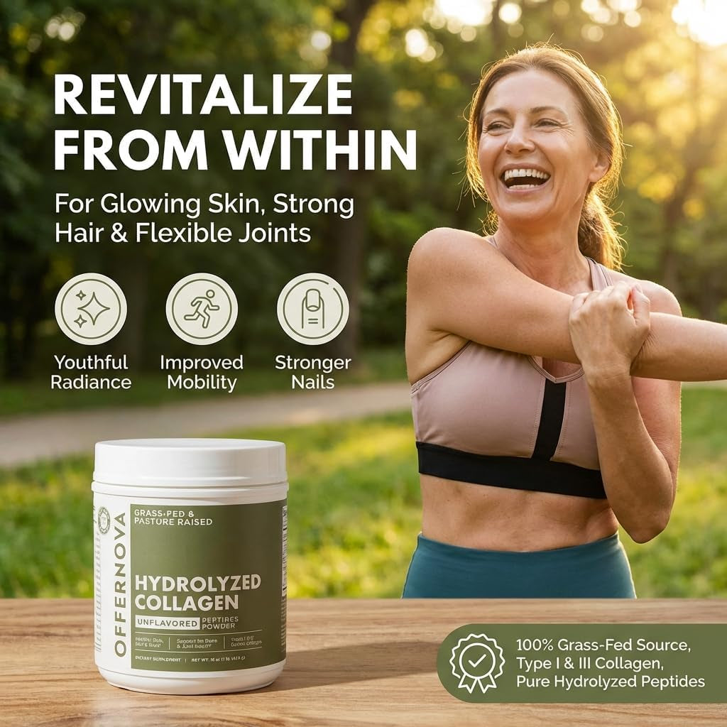 Hydrolyzed Collagen Peptides Powder - 100% Pure, Grass Fed & Unflavored for Women & Men – for Healthy Bones, Joints, Hair & Skin – Colageno Hidrolizado En Polvo Piel, Cabello Y Articulaciones
