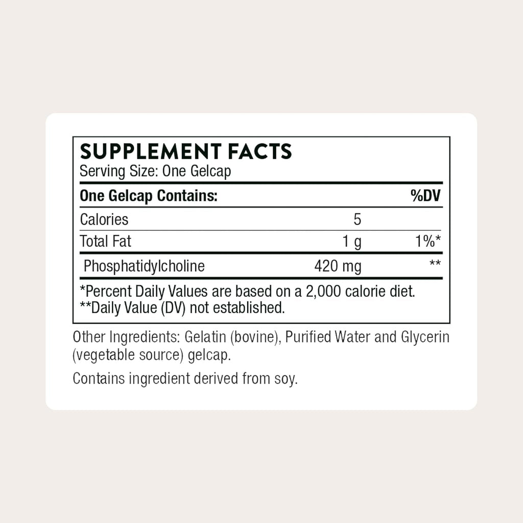 THORNE - Phosphatidyl Choline - Phospholipid Complex for Liver Support, Cholesterol Metabolism & Healthy Bile* - Third-Party Certified - Gluten & Dairy-Free - 60 Softgels