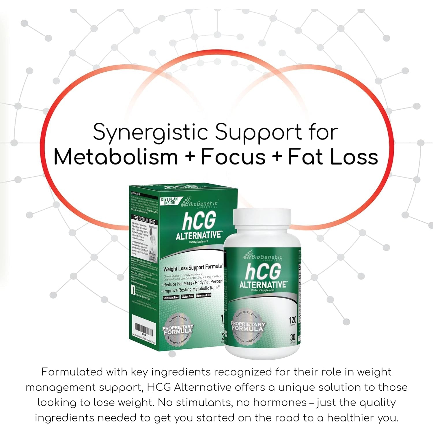 Biogenetic Laboratories Hcg Alternative - Weight Loss Pills and Fat Burner for Men and Women - Boosts Metabolism Supports Healthy Diets - Alternative Formula - 30-Day Supply (120 Capsules per Bottle)