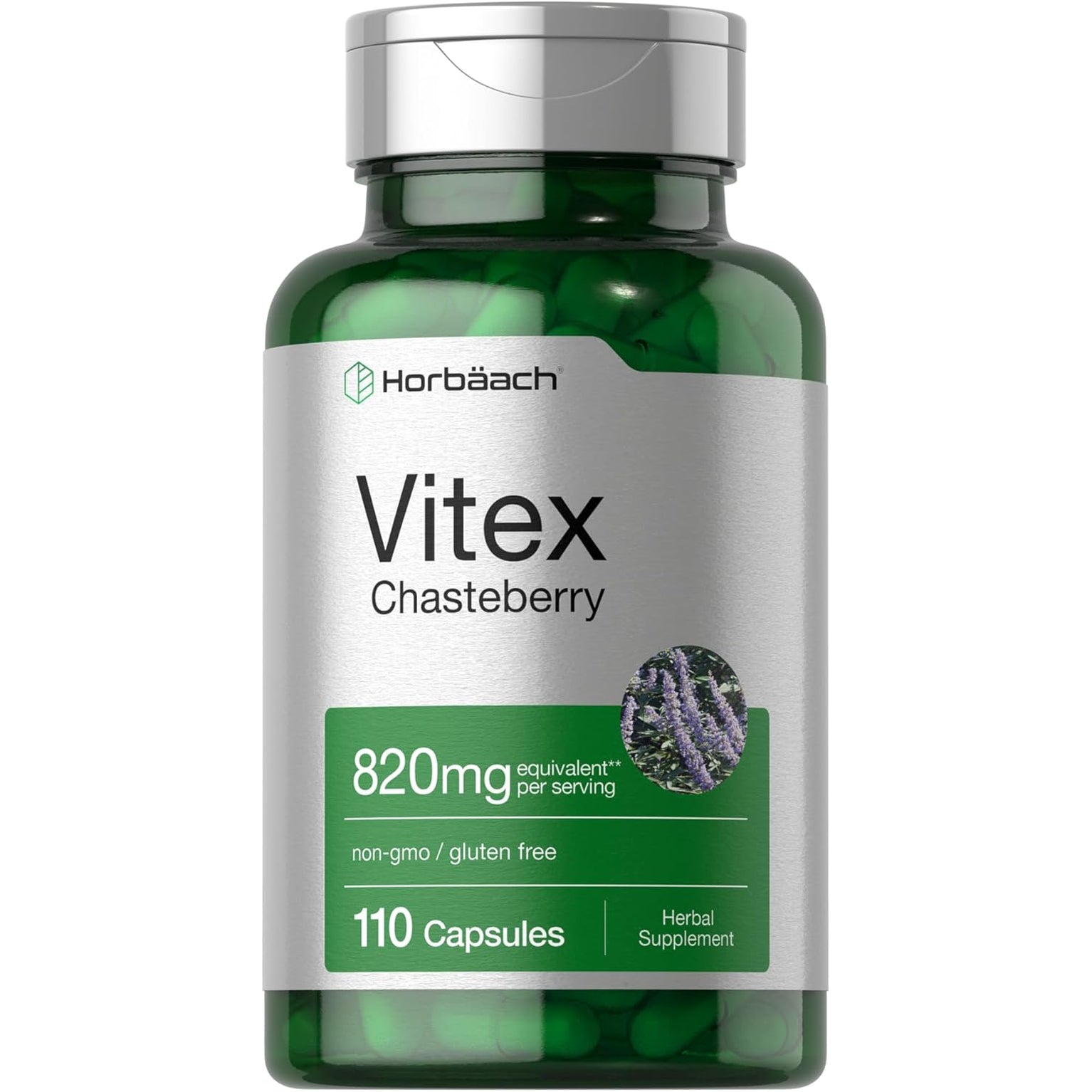 Horbäach Vitex Berry | 110 Capsules | Chasteberry Supplement for Women | Agnus-Castus Fruit | Non-Gmo, Gluten Free
