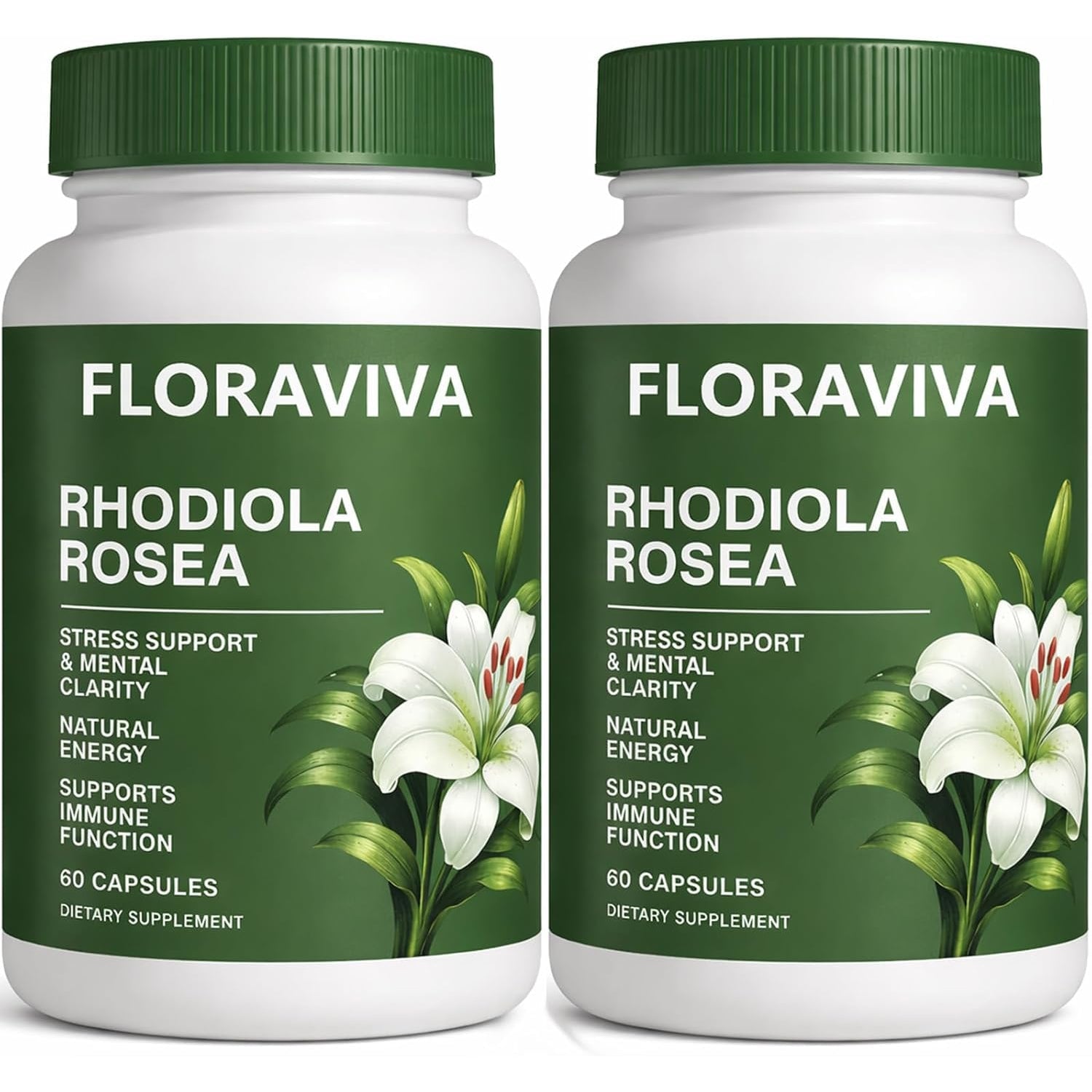 Floraviva Rhodiola Rosea Capsules | 500Mg Rhodiola Rosea Extract Supplement for Stress Support, Mental Focus & Energy, Immune Function, Non-Gmo, 60 Capsules