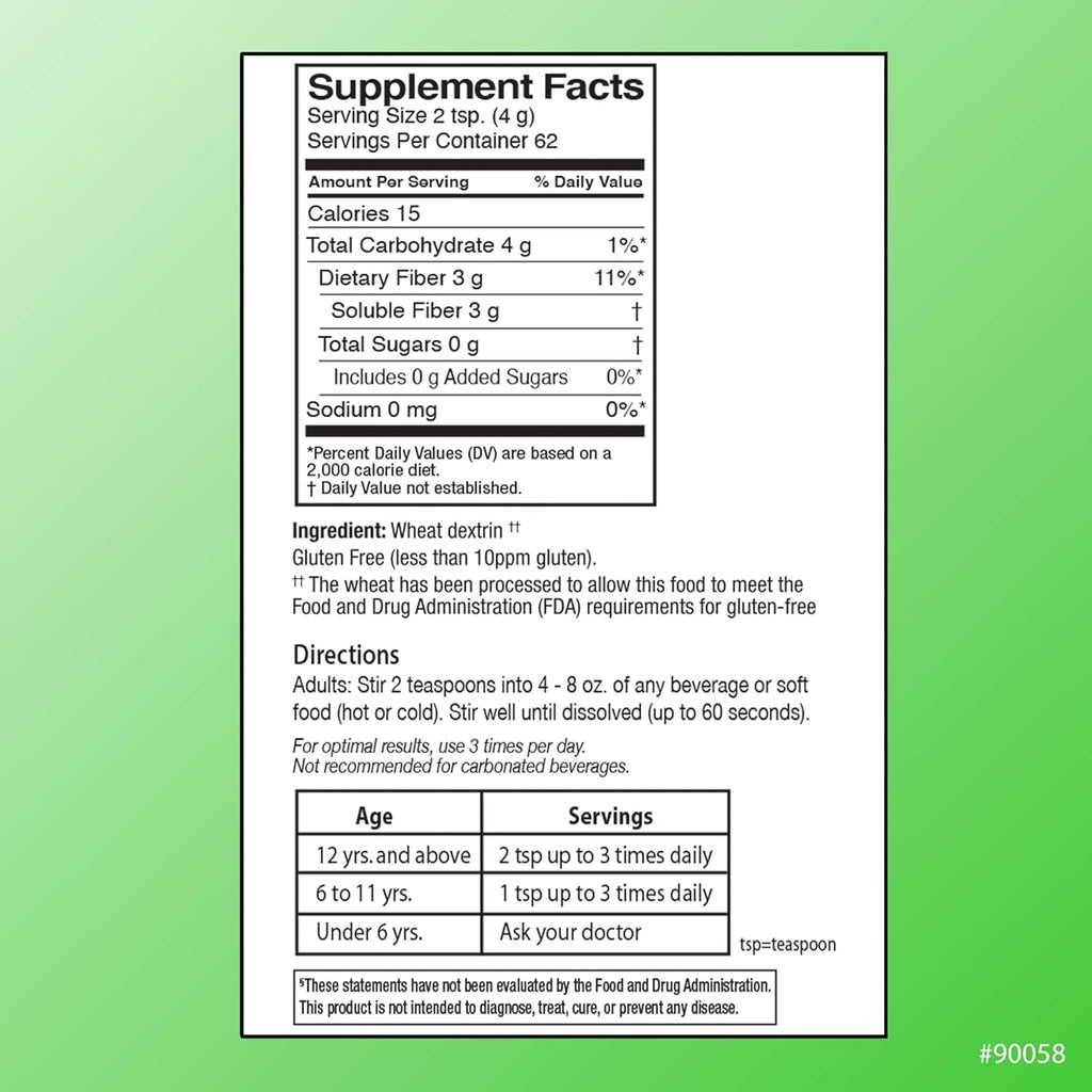 Quality Choice Clear Prebiotic Fiber Supplement Powder for Digestive Health - Tasteless, Non-Thickening Formula - 62 Servings, 8.6 Ounces (248G), Ideal for Adults & Children 6 & up Daily Fiber Powder