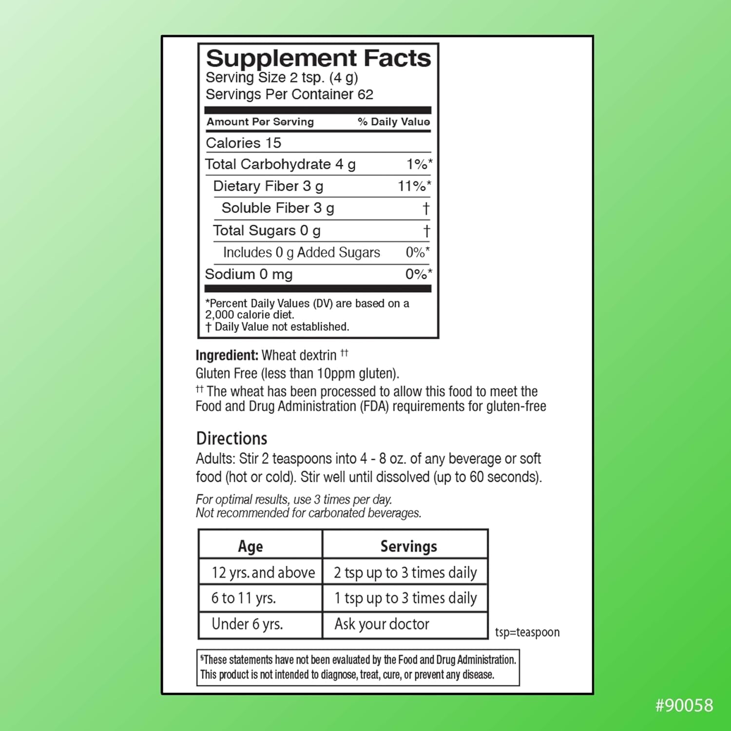 Quality Choice Clear Prebiotic Fiber Supplement Powder for Digestive Health - Tasteless, Non-Thickening Formula - 62 Servings, 8.6 Ounces (248G), Ideal for Adults & Children 6 & up Daily Fiber Powder