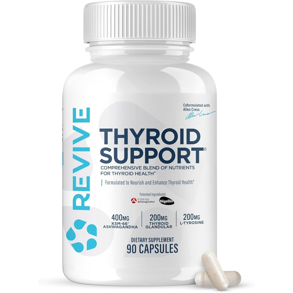 Revive MD Thyroid Support Supplement for Men & Women - Comprehensive Blend of Nutritents Supports Healthy Thyroid Function with Essential Vitamin, Minerals & Herbs (90 Capsules, 30 Servings)
