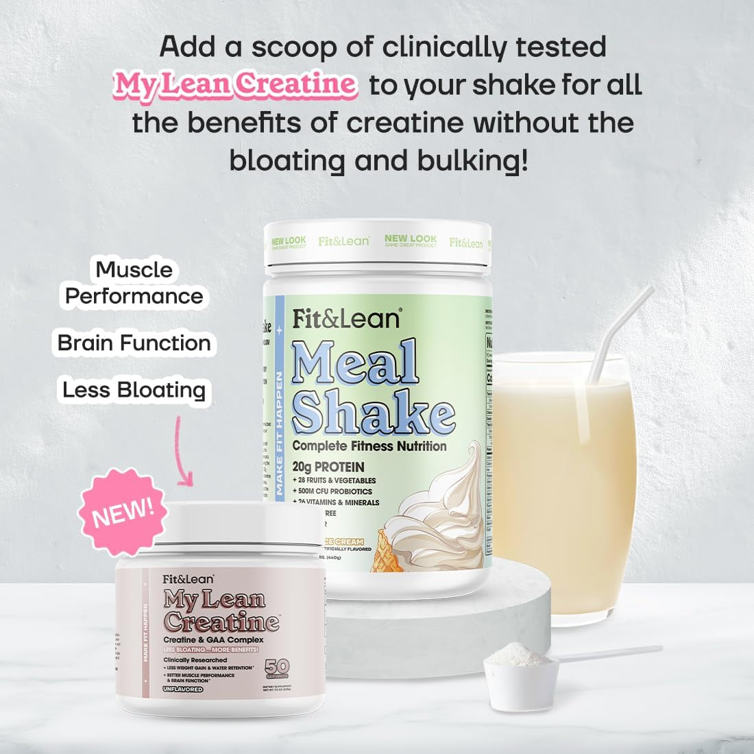 Fit & Lean Meal Shake, Fat Burning Meal Replacement, Protein, Fiber, Probiotics, Vanilla, 1Lb, 10 Servings per Container
