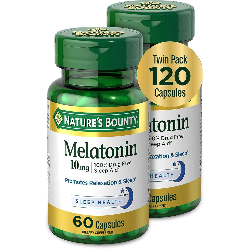 Nature'S Bounty Melatonin, Promotes Relaxation and Sleep Health, 10Mg, Capsules, 60 Ct (2 Pack)