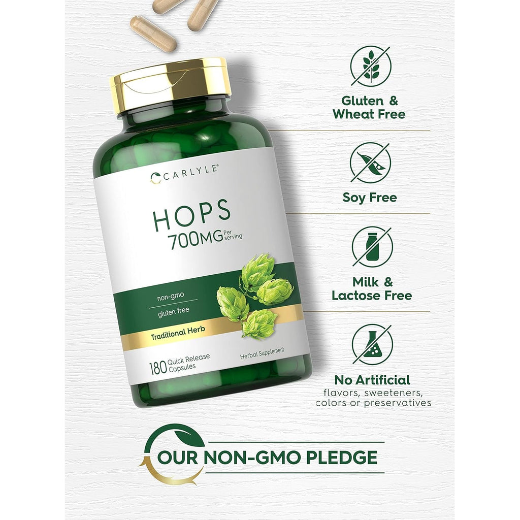 Carlyle Hops Supplement 700Mg | 180 Capsules | Non-Gmo & Gluten Free | Traditional Herb