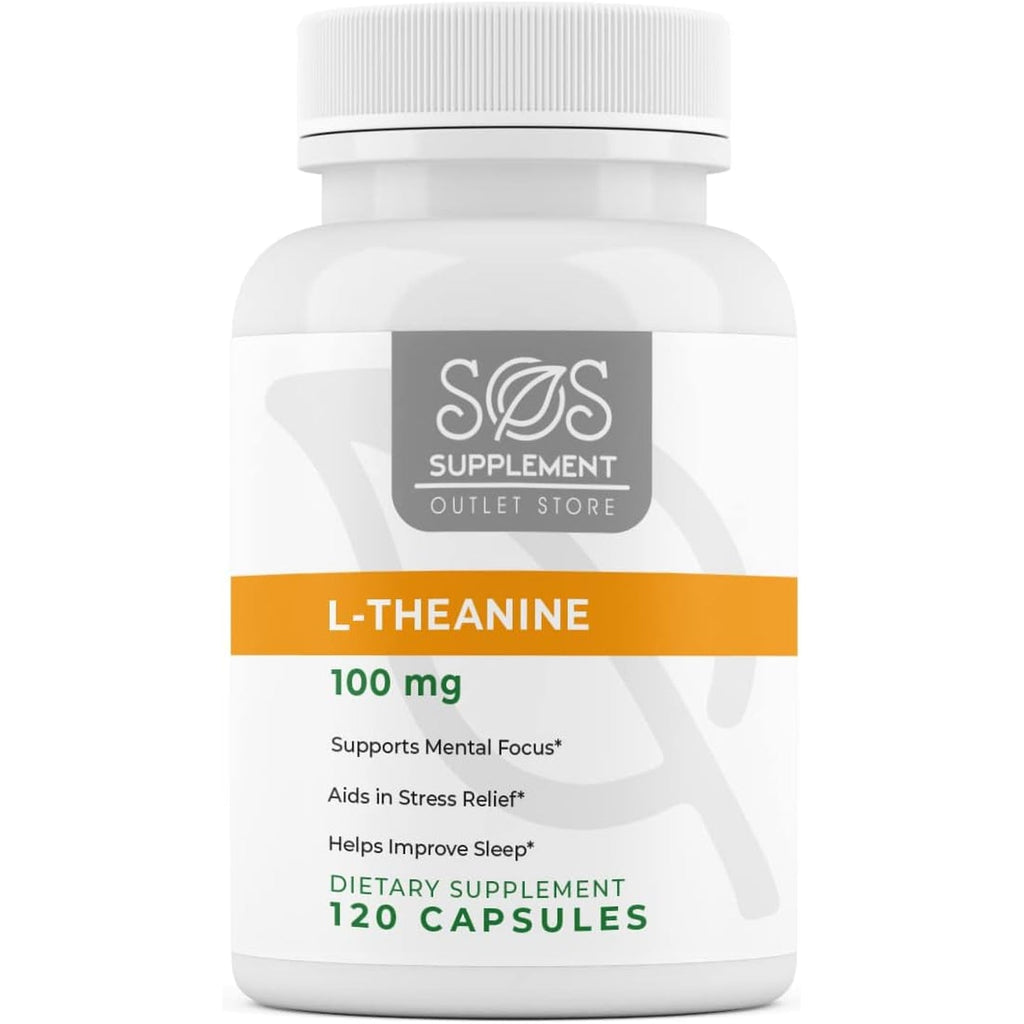 SOS L-Theanine, Brain Support Focus Supplement, 100Mg, 120 Count