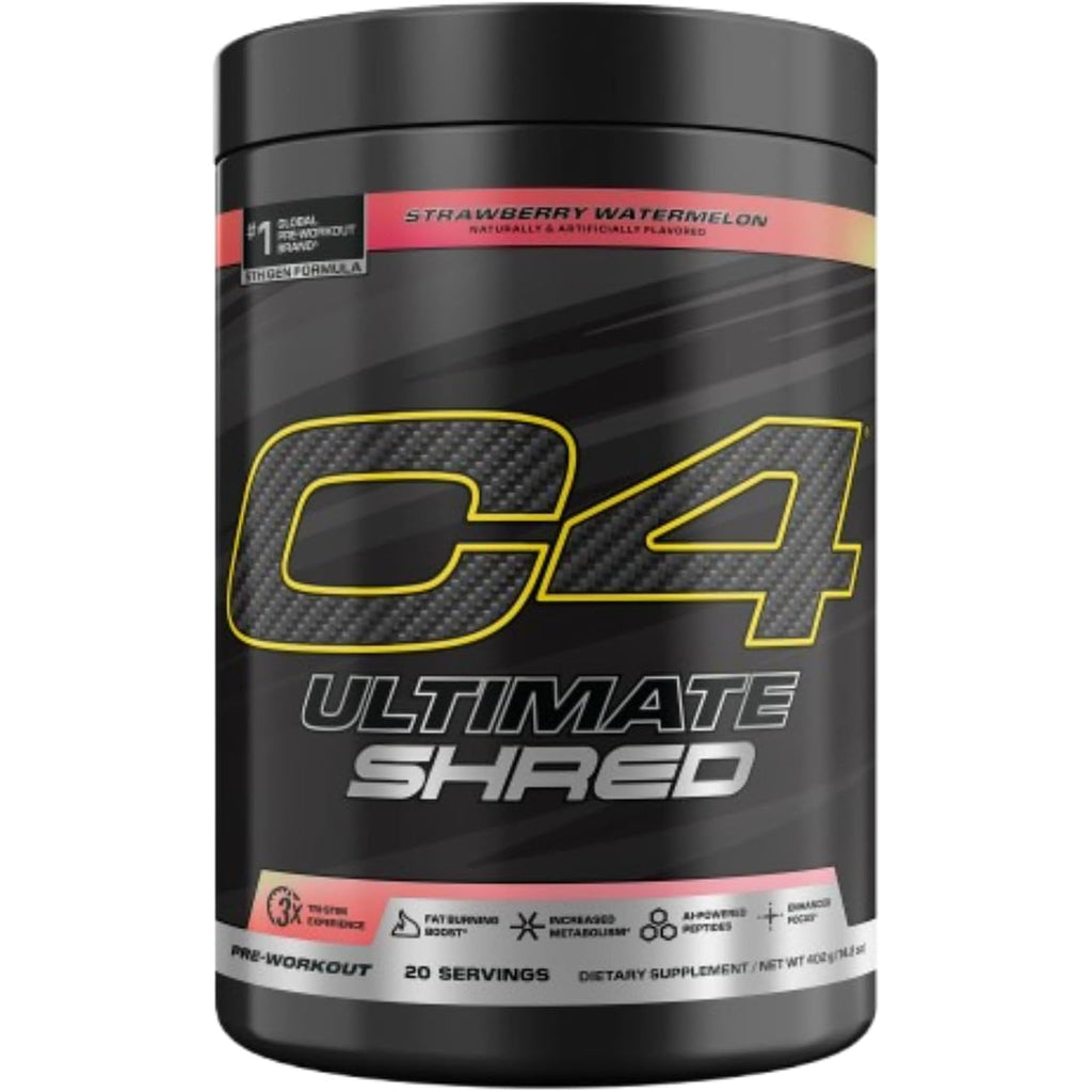 Cellucor C4 Ultimate Shred Pre Workout Powder, Fat Burner for Men & Women, Weight Loss Supplement with Ginger Root Extract, Strawberry Watermelon, 20 Servings, 12.3 Ounce (Pack of 1)