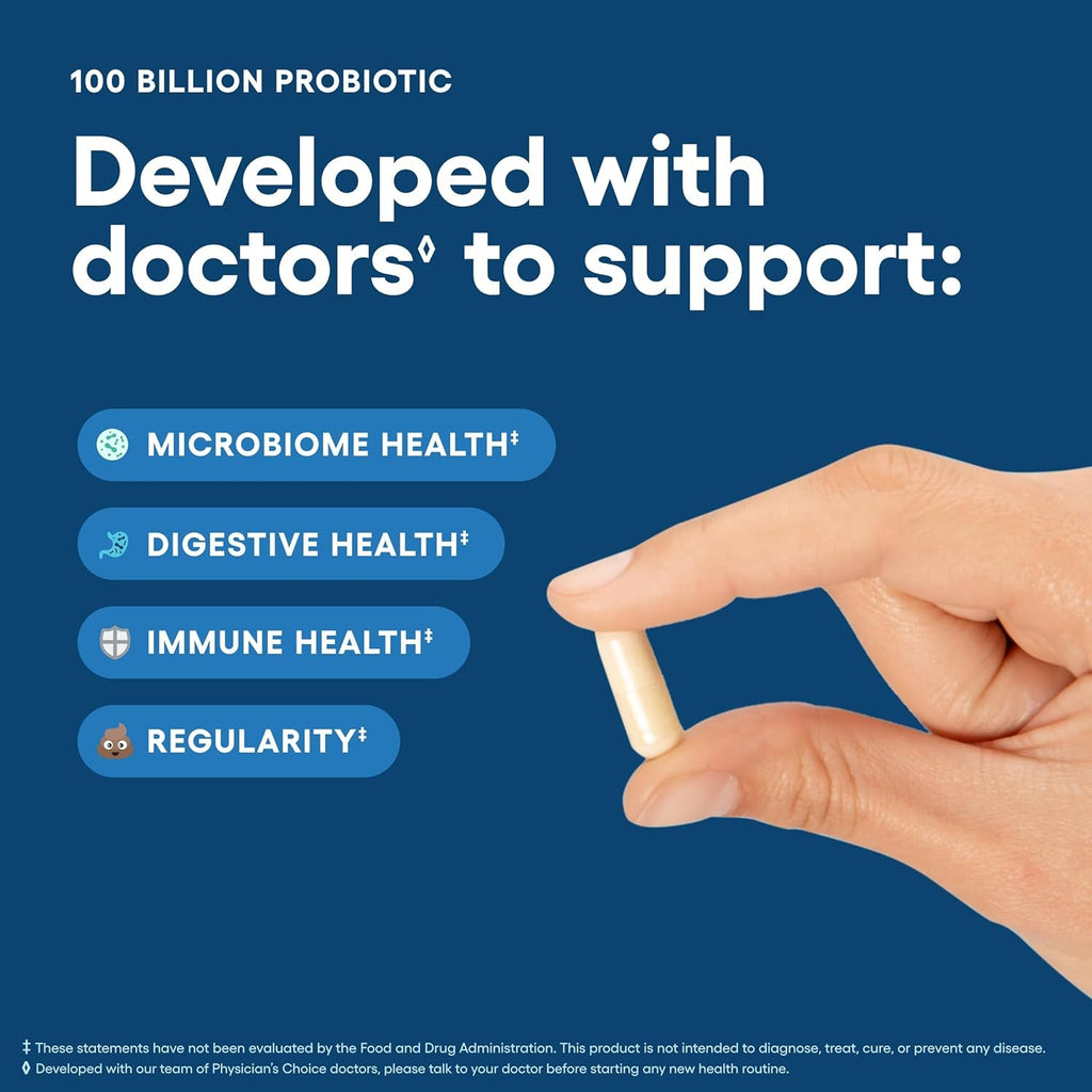 Physician'S CHOICE 100 Billion Advanced Probiotic - 16 Strains + Organic Prebiotics - Digestive & Gut Health - Supports Occasional Constipation, Diarrhea, Gas & Bloating - Probiotics for Women & Men