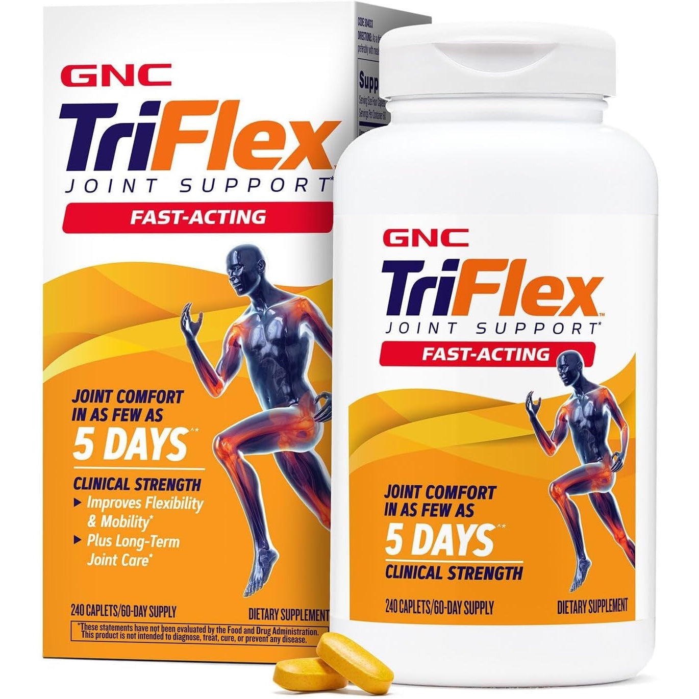 GNC Triflex Fast-Acting 2.0, Improves Joint Comfort and Stiffness, Clinical Strength Doses of Glucosamine/Chondroitin and Boswellia- plus Turmeric, 240 Caplets