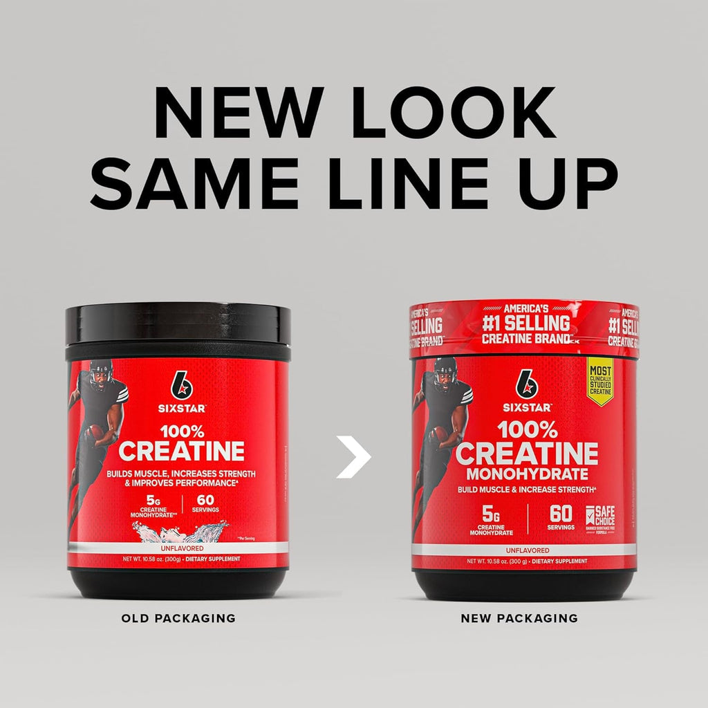 Six Star 100% Creatine Monohydrate Powder - Unflavored Micronized Creatine Monohydrate Supplement for Workout Performance, Muscle Building & Strength - Creatine Powder for Women & Men - 60 Servings