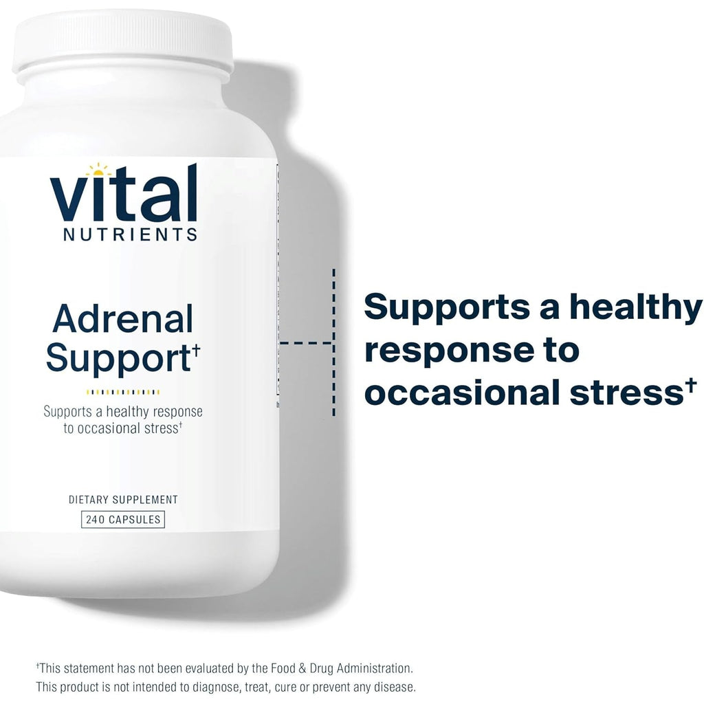 Vital Nutrients Adrenal Support - Adrenal Support Supplements for Gland Function and Cortisol Management - Supports Energy and Stress Levels - Gluten, Dairy, Soy Free - 240 Capsules