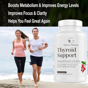 Thyroid Support - Advanced Formula with Iodine, Supports Metabolism & Energy, Supports Healthy Thyroid. Non-Gmo Thyroid Supplement - 60 Capsules