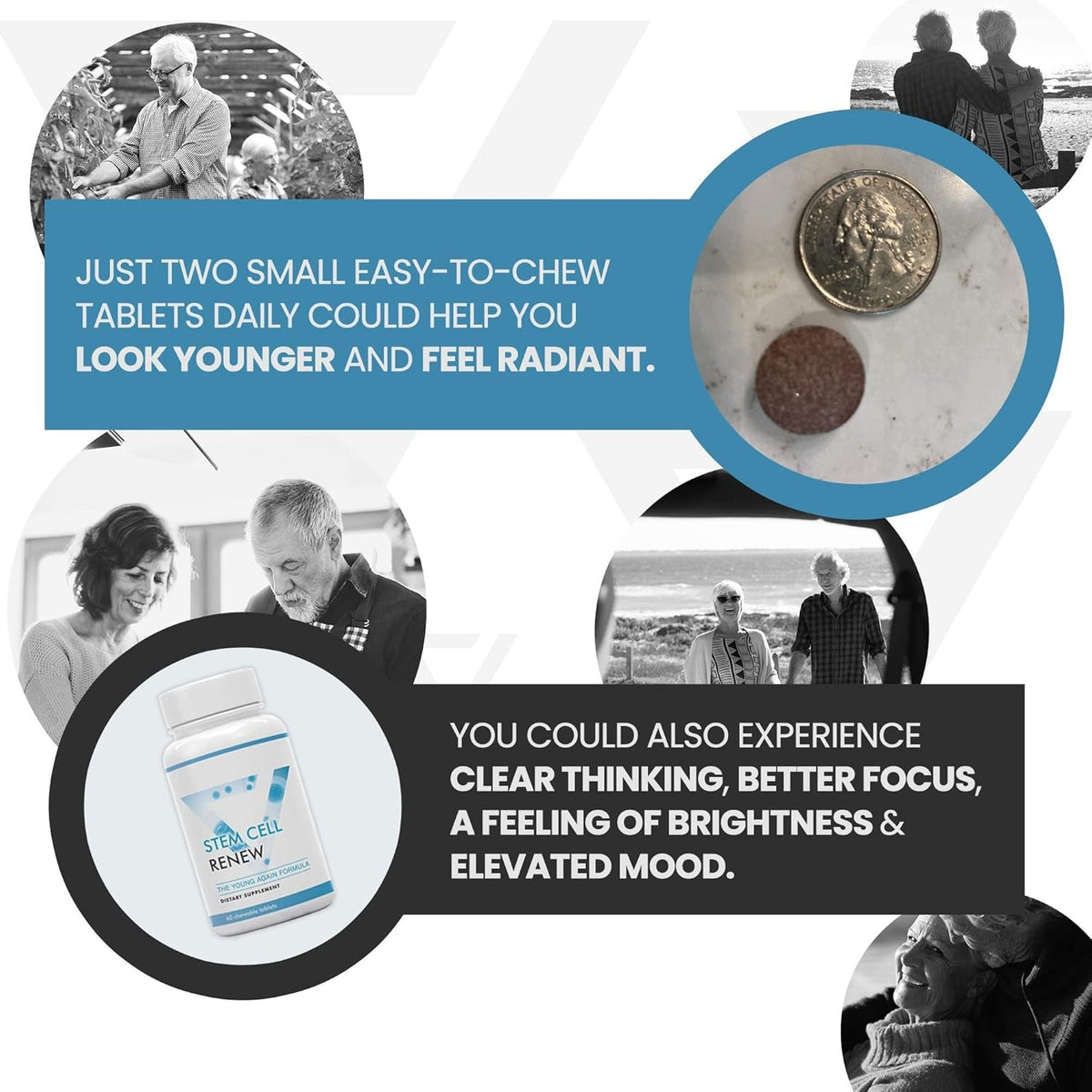 Stem Cell Renew | Boost Your Natural Supply of Stem Cells to Strengthen Mental Sharpness, Help Slow Signs of Aging and Restore Youthful Energy - Created by NASA Scientist | 1-Month Supply (60 Count)