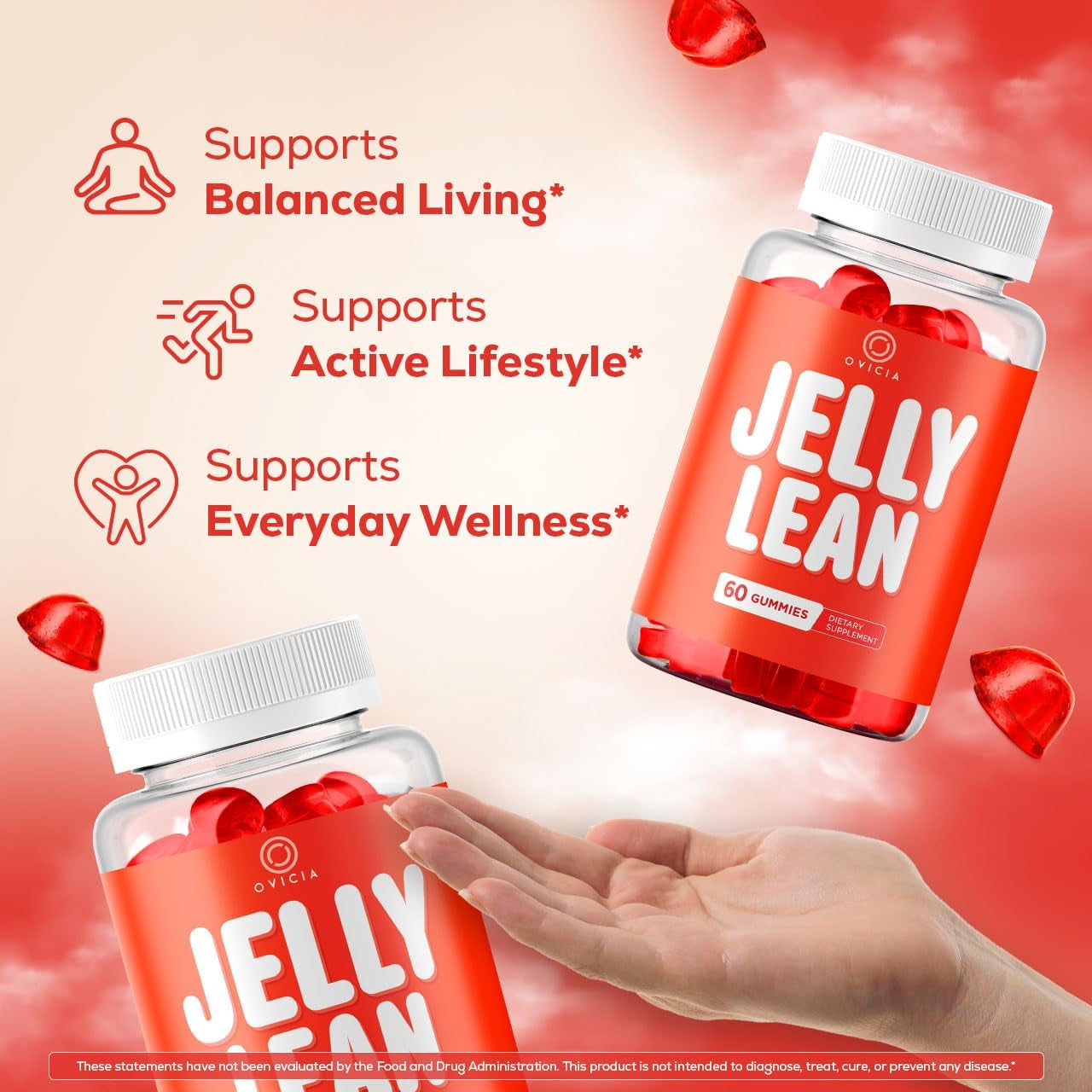 Jelly Lean Gummies - Official Jelly Lean Gummys Advanced Premium Formula Maximum Strength, All Natural Daily Jellylean Vitamins Support for Overall Health & Wellness, 60 Gummies for 1 Month