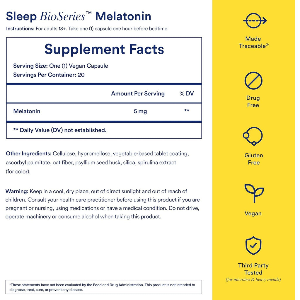 Ritual Sleep Melatonin 5Mg - Sleep Aid Supplement - Bioseries Time Released Capsules Designed for All Night* Sleep Support for Adults - Vegan - Drug-Free - Vanilla - 20 Capsules - 20 Servings
